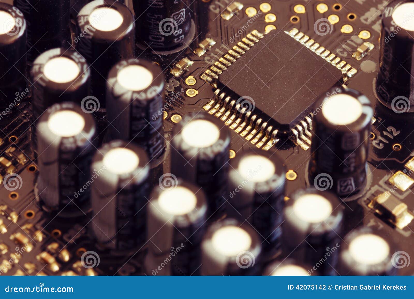 Electronic Plate with Processor Stock Photo Image of connection