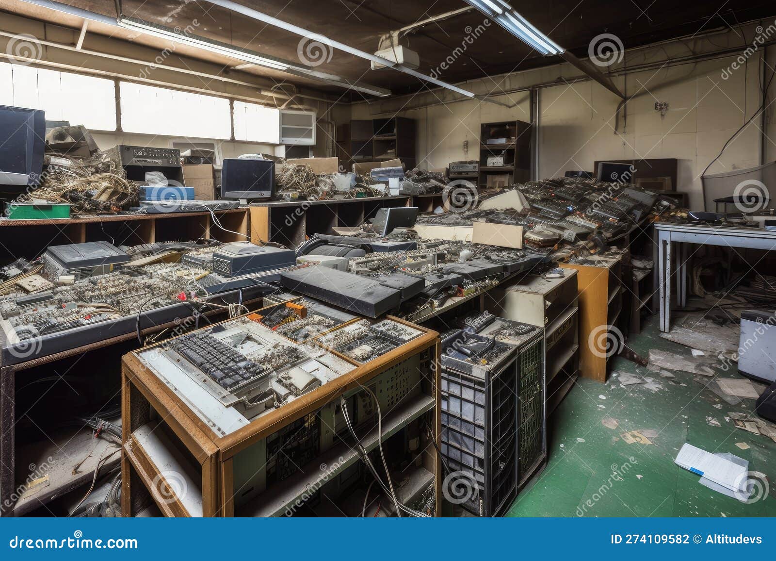 Electronic Recycling Center, with Bins for Different Types of Ewaste