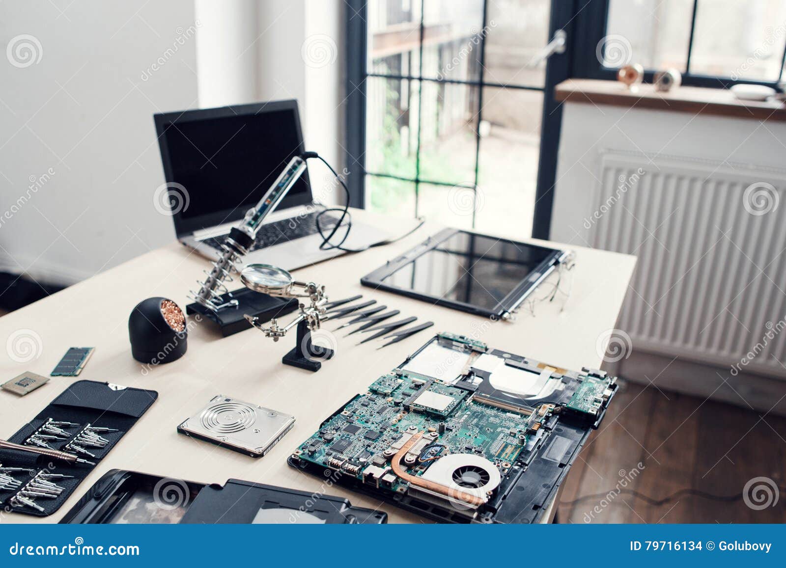 Electronic Repair Shop, Engineer Workplace Stock Photo Image of