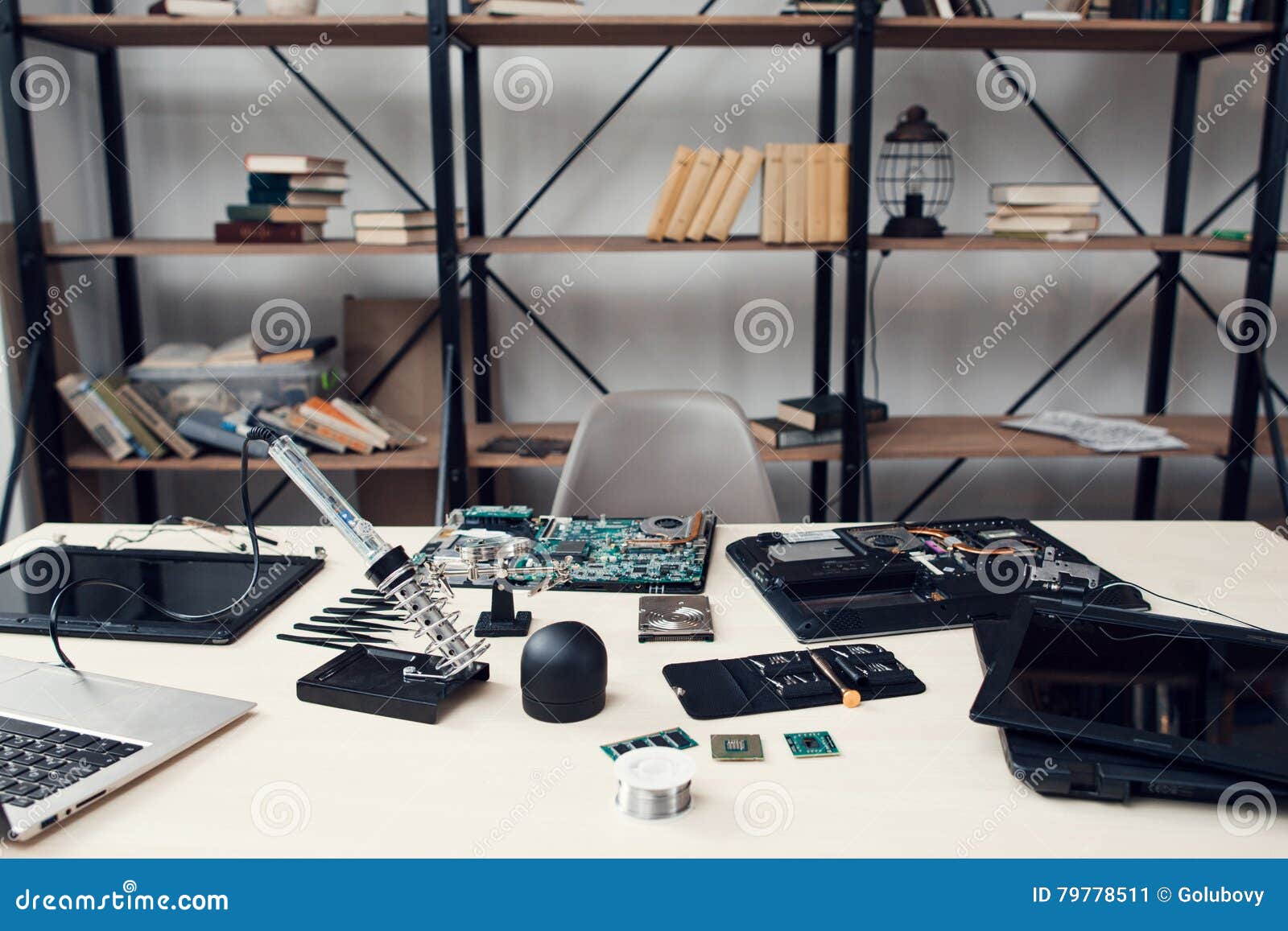 Electronic Repair Shop, Engineer Workplace Stock Image Image of