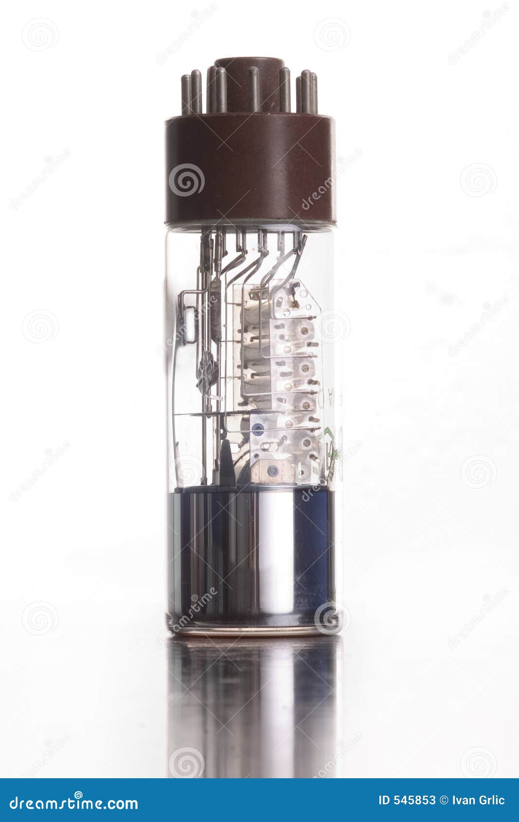 Oldfashioned Electronic Device Amplifier With Glowing Bulb Diode Lamp