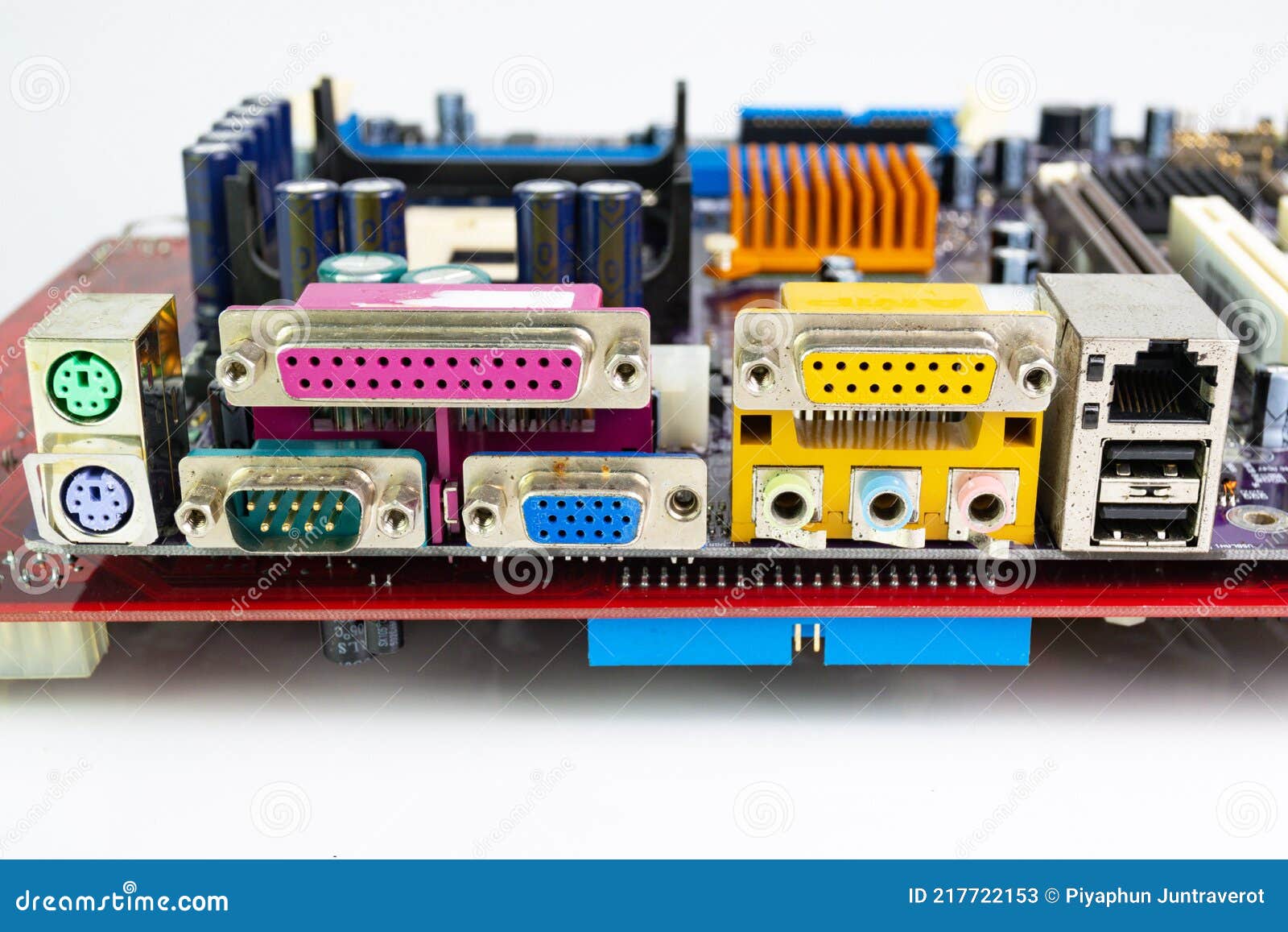 electronic waste of mainboard computer - old computer circuit boards from recycle industry  white background