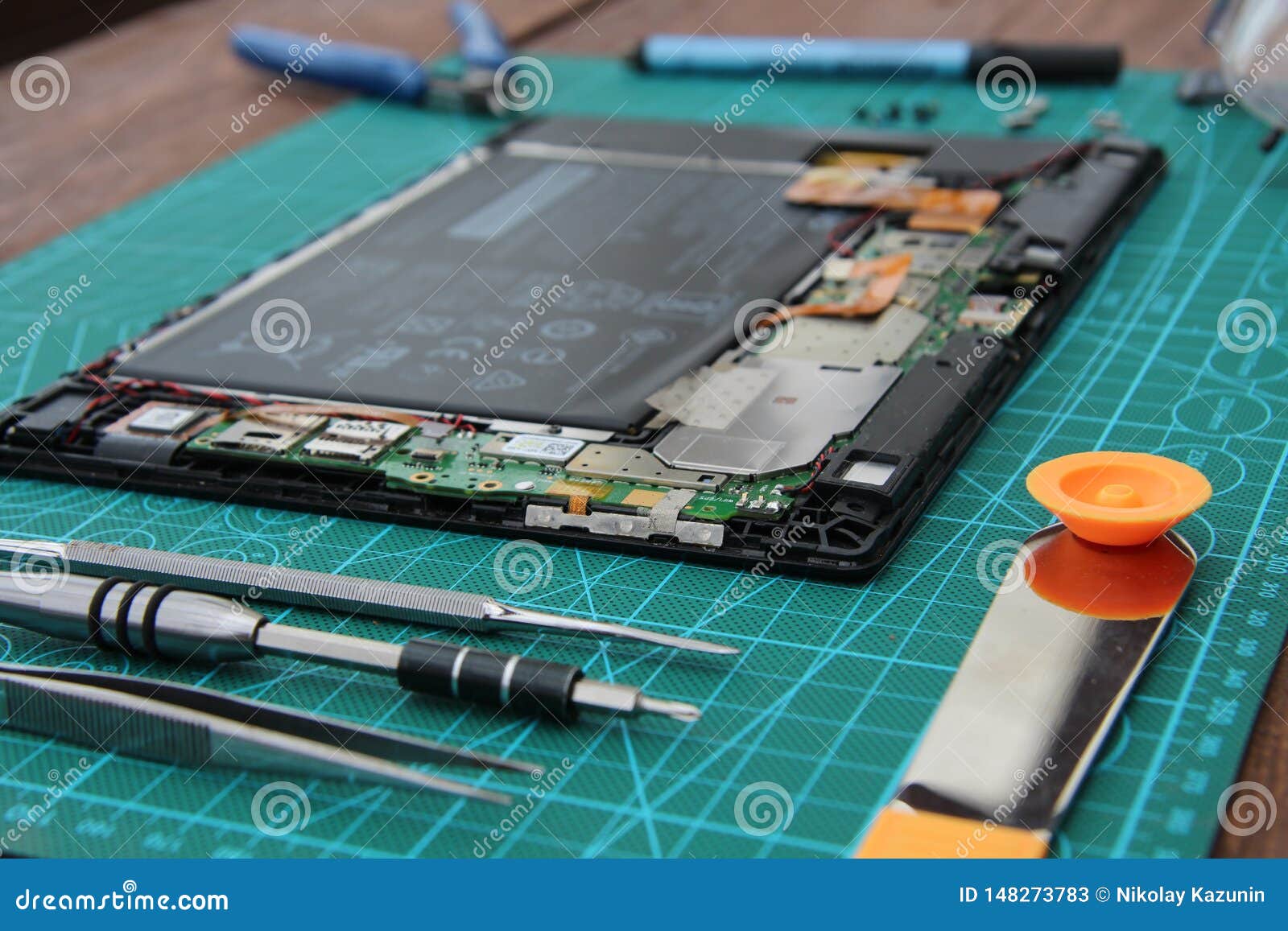 Electronics Repair on the Desktop with Tools Stock Image Image of
