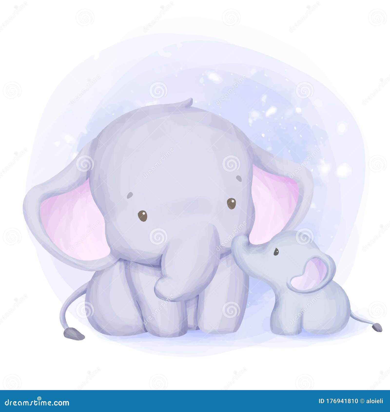 Elefante Animal De Maternidad Y Bebé Stock de ilustración - Ilustración de  nube, ducha: 176941810