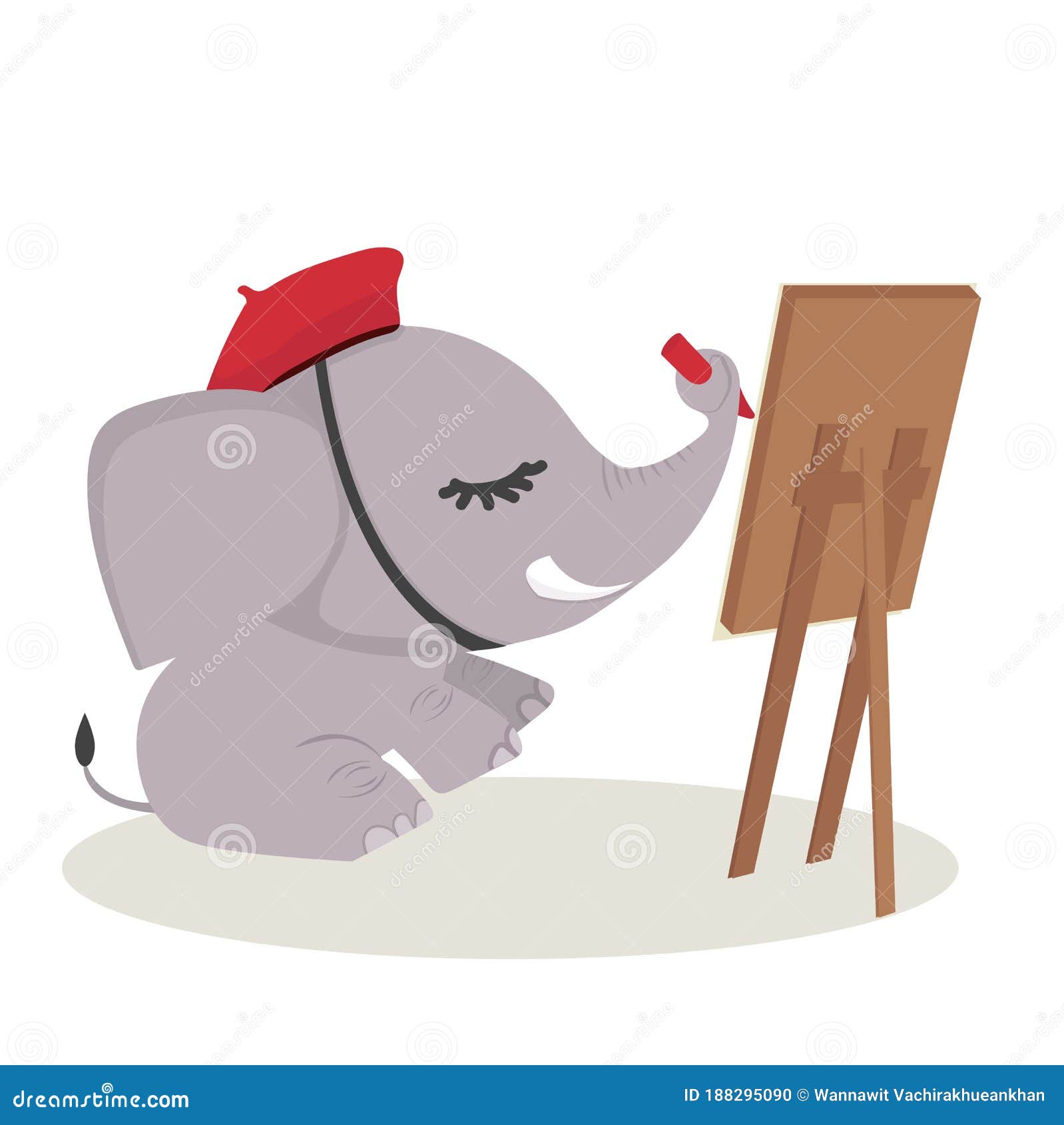 Elefante De Dibujos Animados Pintando Con Pincel Ilustración del Vector -  Ilustración de color, colorido: 188295090