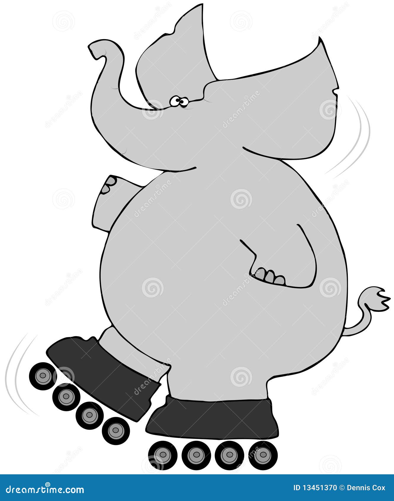 Elefante em patins ilustração stock. Ilustração de elefante - 13451370