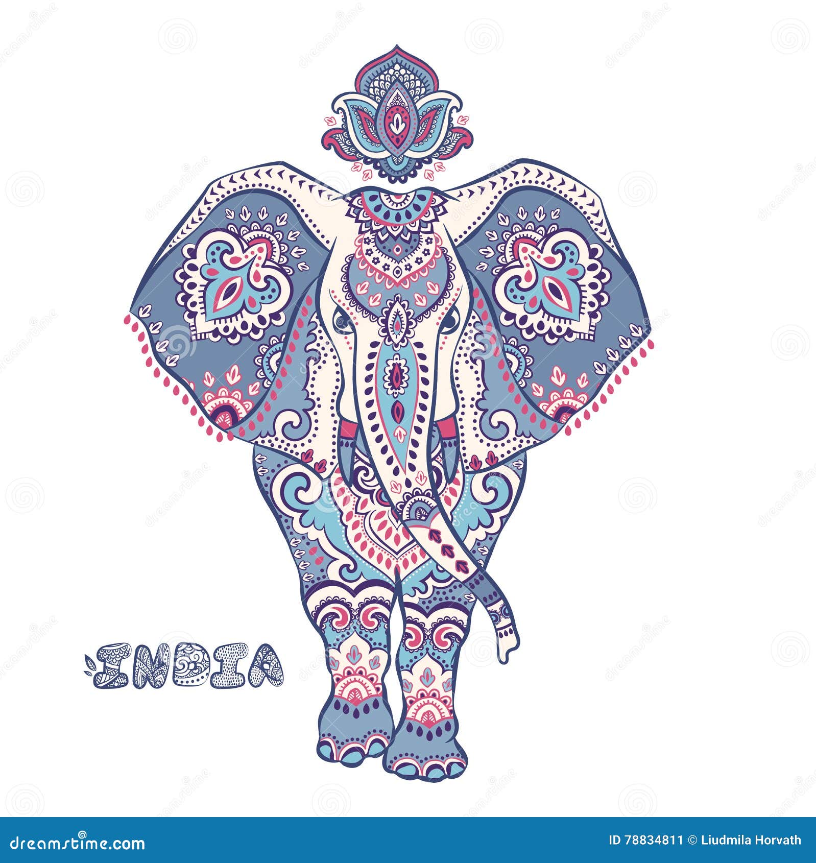 Elefante Etnico Del Loto Indiano Grafico D Annata Di Vettore Tri Africano Illustrazione Vettoriale Illustrazione Di Fiore Decorazione