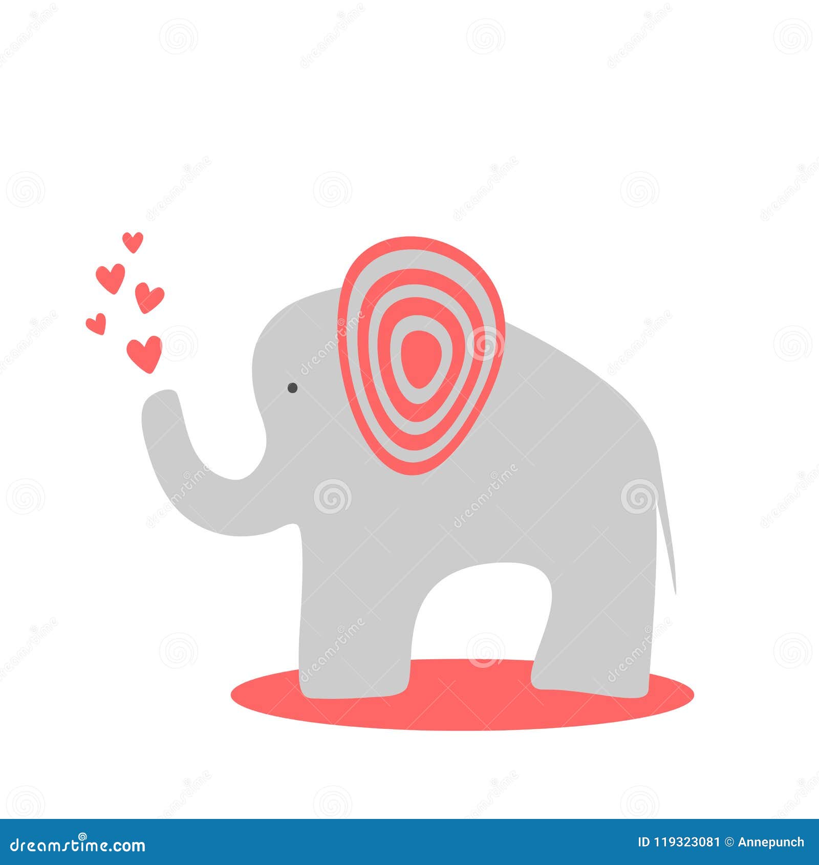 Elefante Sveglio Del Bambino Con I Cuori Stampa Semplice Carta Manifesto Per I Bambini Illustrazione Vettoriale Illustrazione Di Childish Childlike