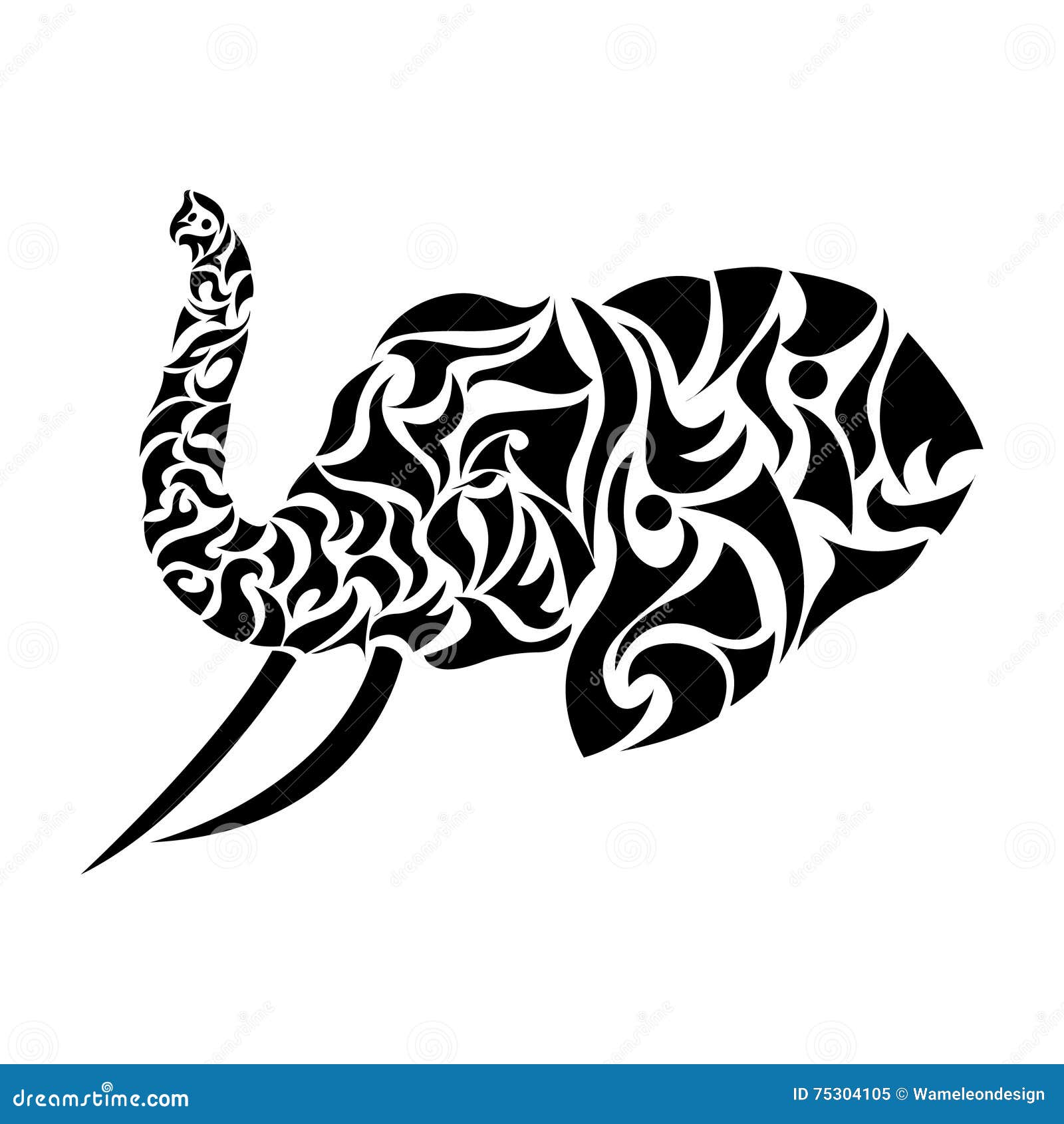 Elefante tribal stock de ilustración. Ilustración de blanco 75304105