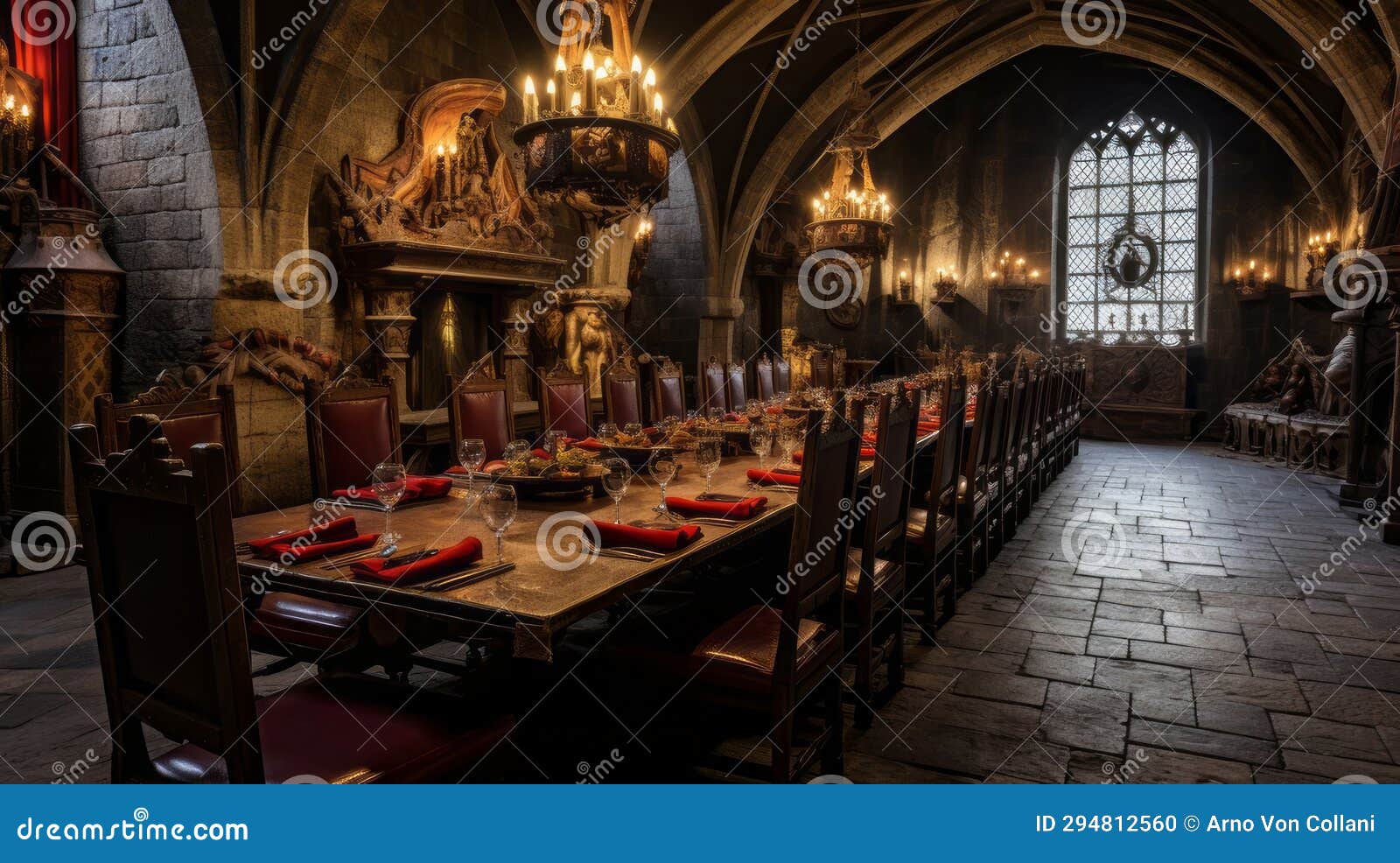 Elegance Amidst Darkness - Dracula S Castle Empty Dining Room Stock ...