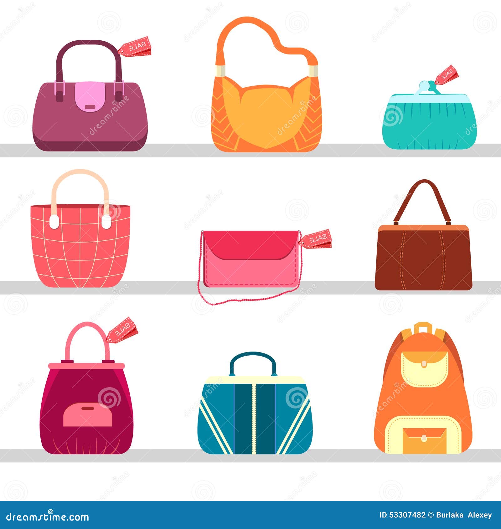 Elegance Fashion Handbags and Bags in Flat Stock Vector - Illustration ...