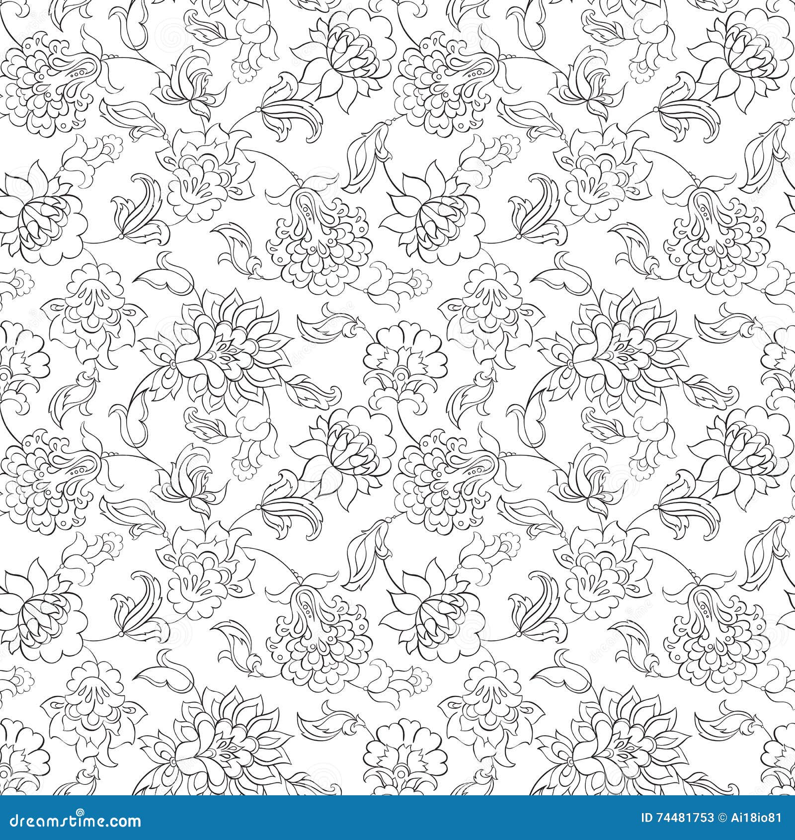 Elegance Seamless Pattern with Ethnic Flowers, Stock Vector ...