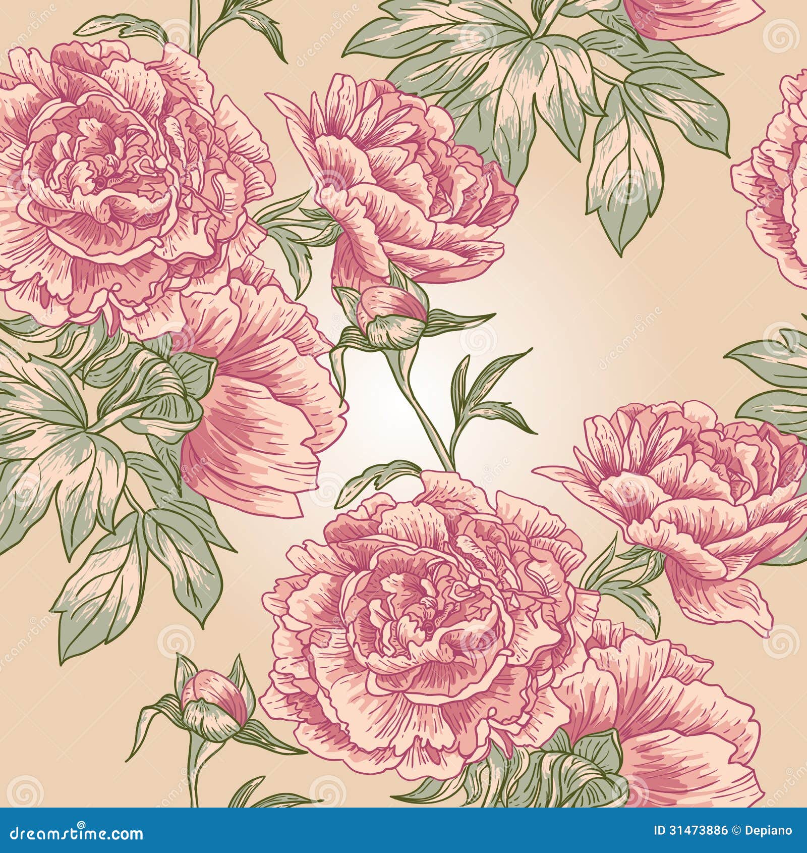 elegance seamless peony pattern