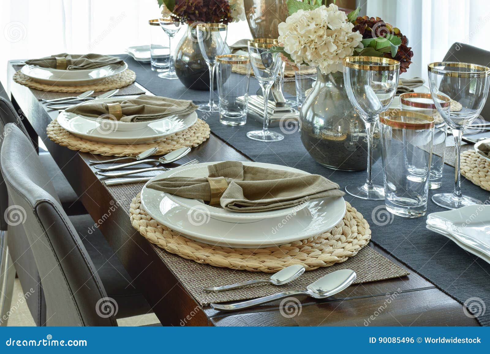 Elegance Table Setting for Luxury Dining Time Stock Photo - Image of ...