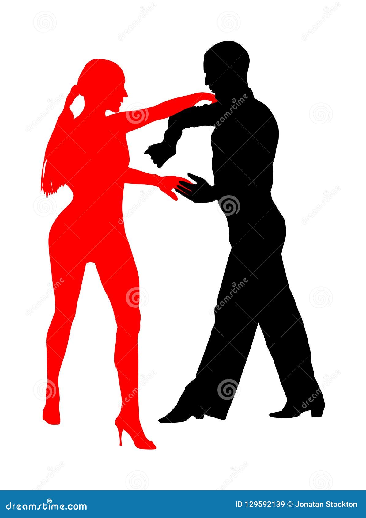 Elegance Tango Latino Dancers Vector Silhouette Isolated On White Background Dancing Couple