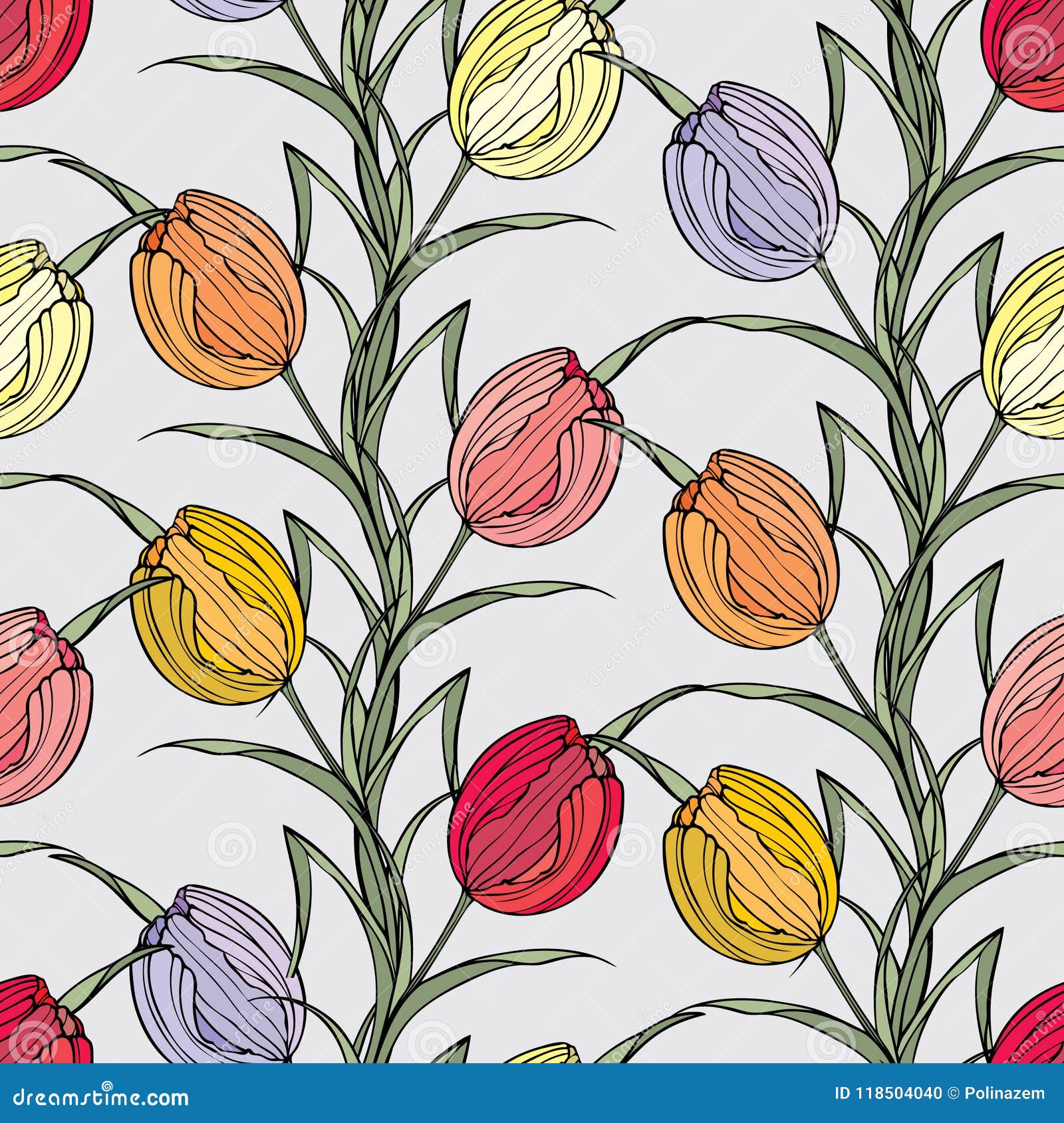 seamless pattern with tulips