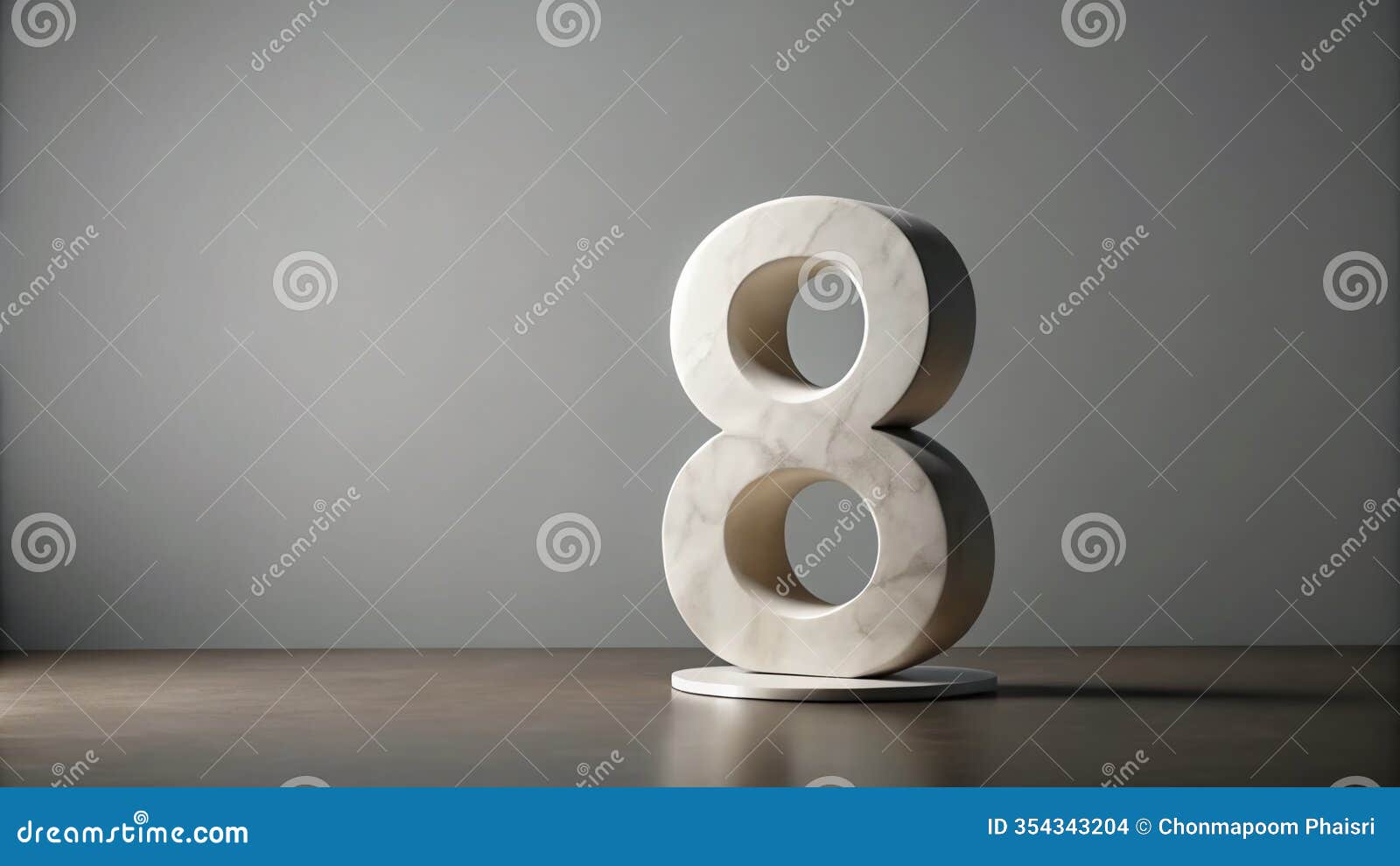 elegant abstract marble number eight sculpture modern  on a white base for contemporary decor