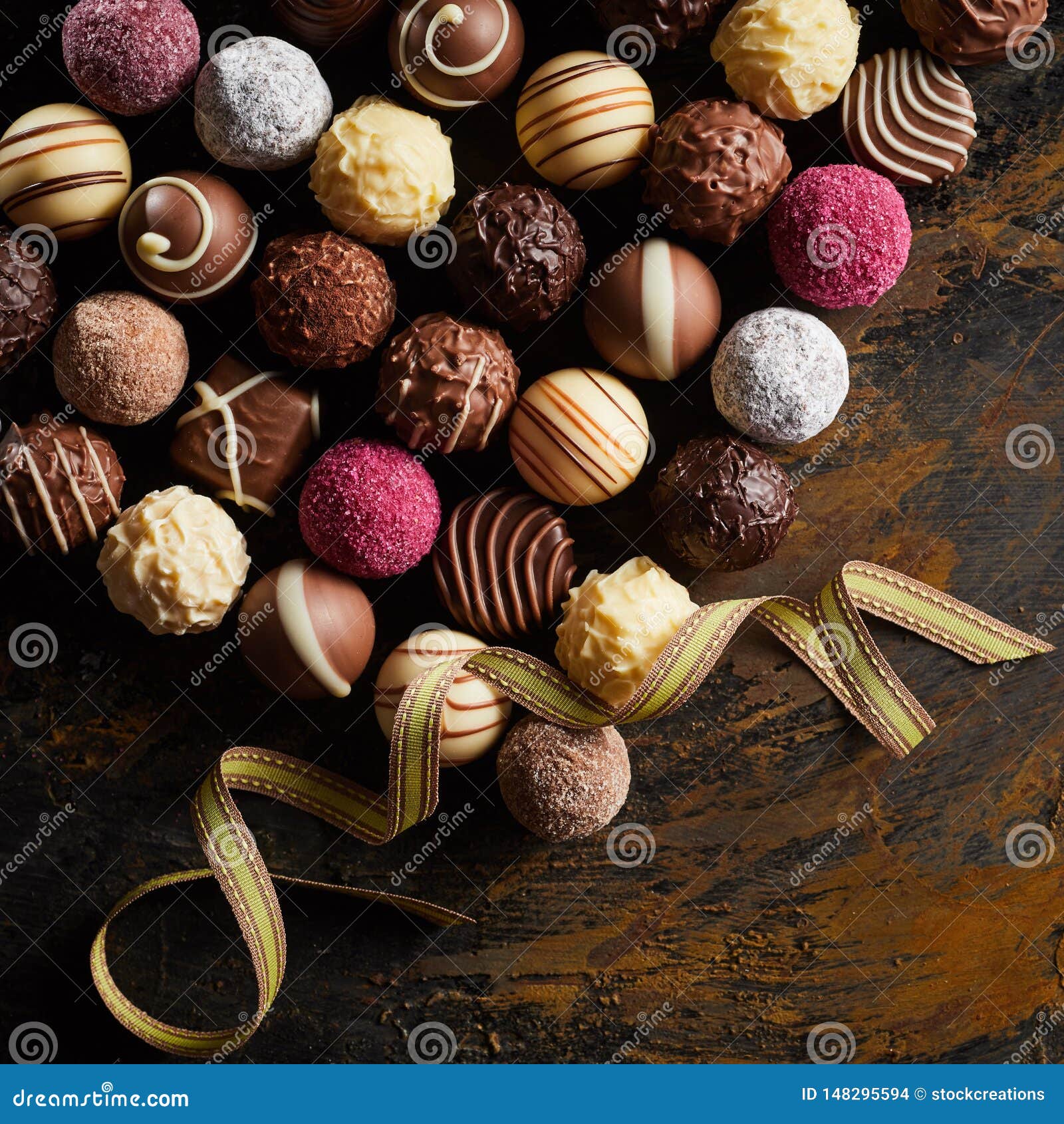 Elegant Advertising Display Of Gourmet Chocolates Stock ...