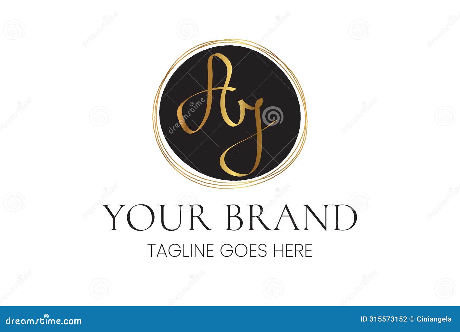 elegant aj letters initials clean feminine business logo