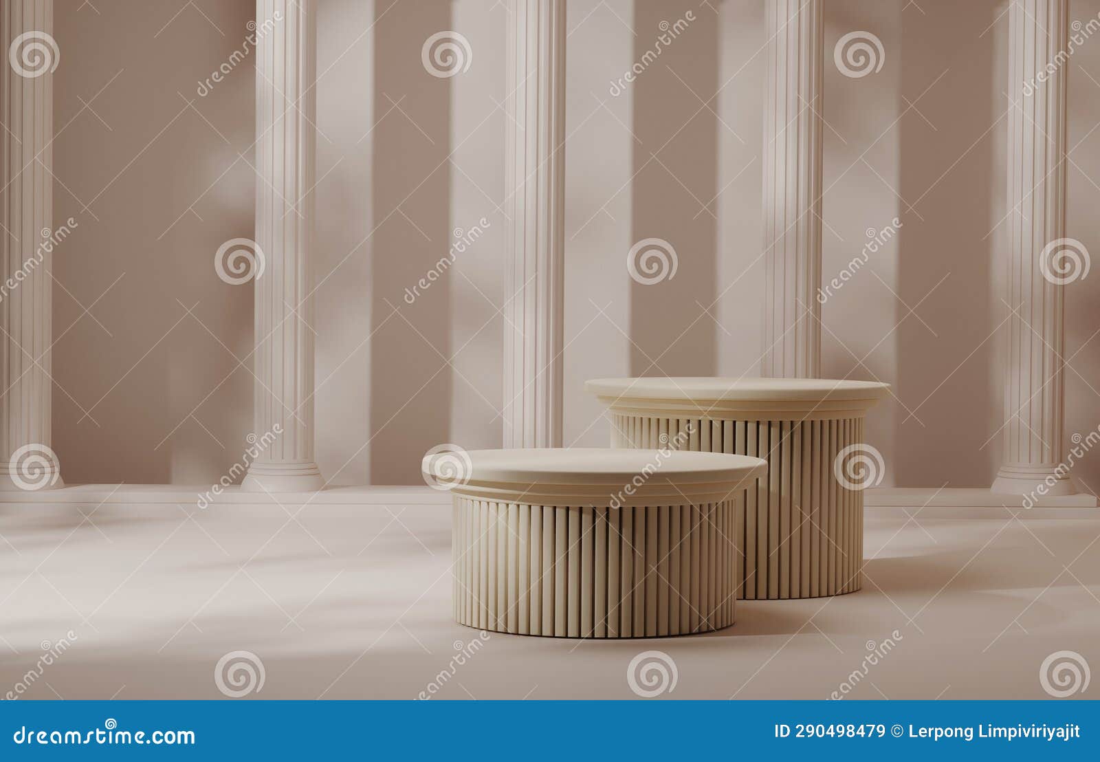 Elegant Ancient Greek Pillar Podiums on Cream Background Stock Illustration Illustration of