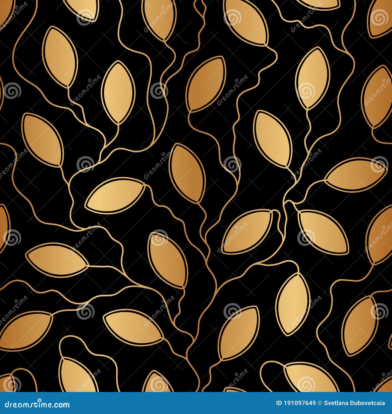 Elegant Background Gold Leaves. Leaf Seamless Pattern. Wallpaper Branch