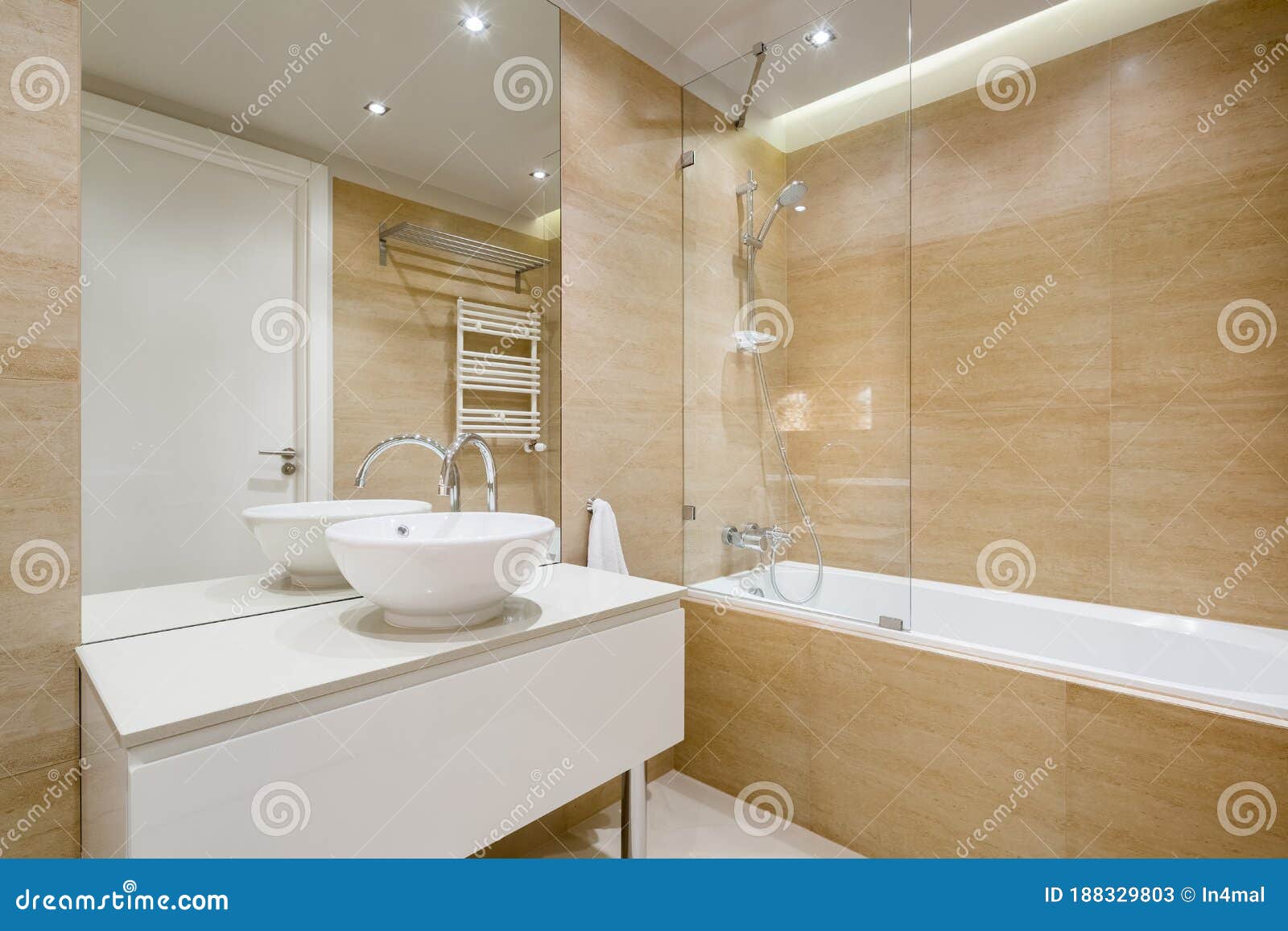 Elegant Bathroom with Ceiling Lighting Stock Image Image of house, furniture 188329803