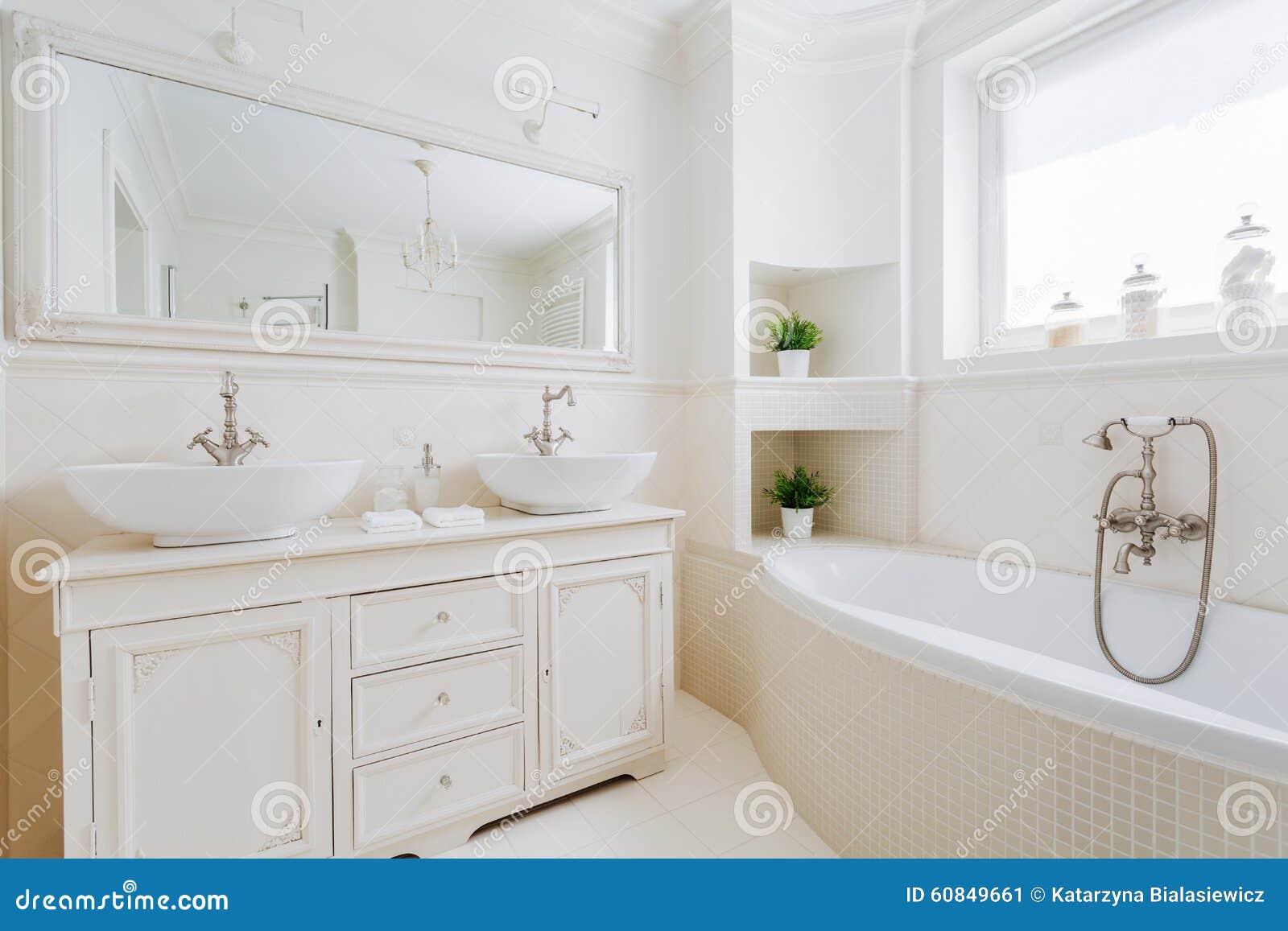 Elegant Bathroom with White Fittings Stock Image Image of quality