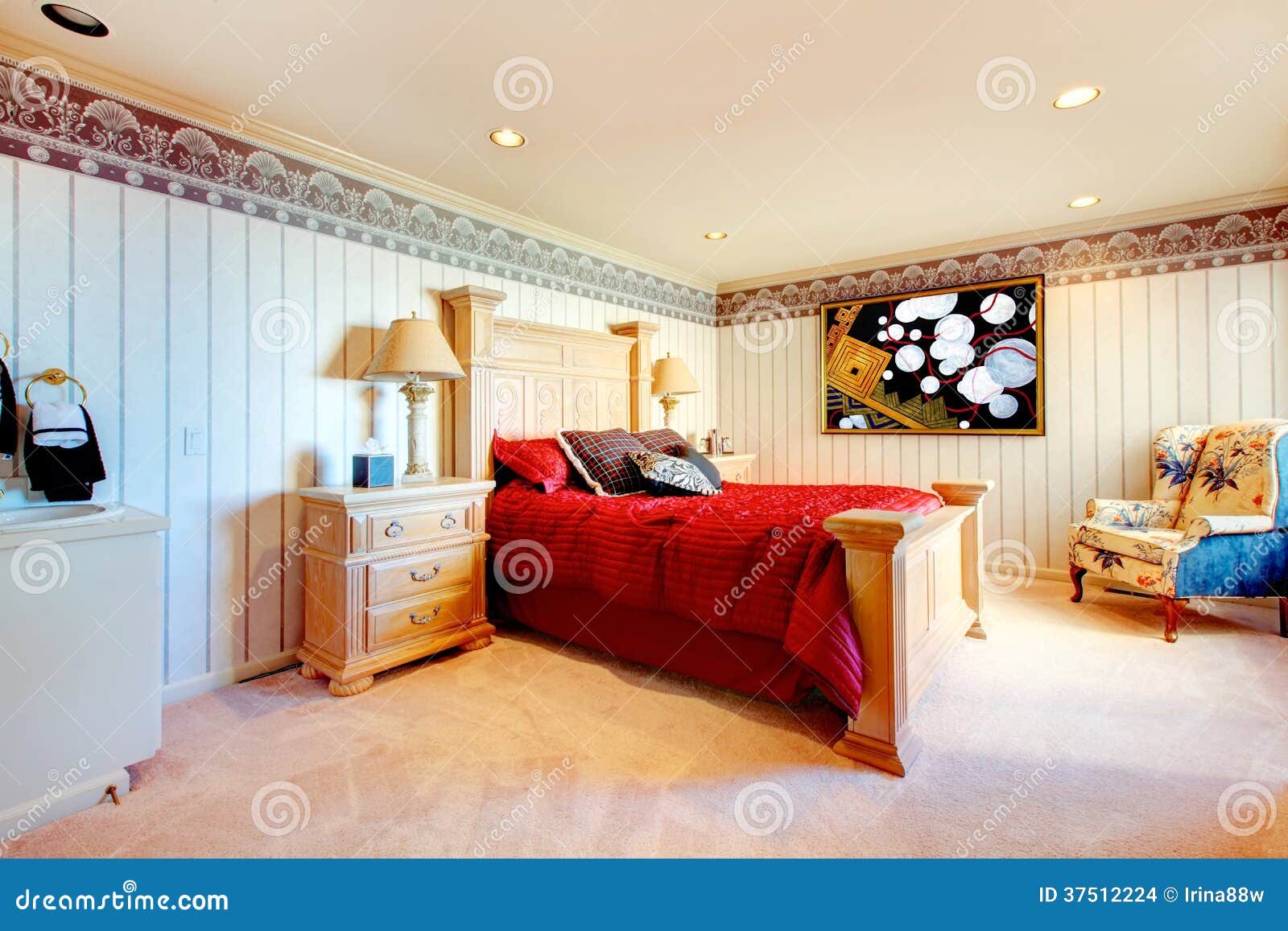 Elegant Bedroom With Rich Carved Furniture Stock Photo Image Of