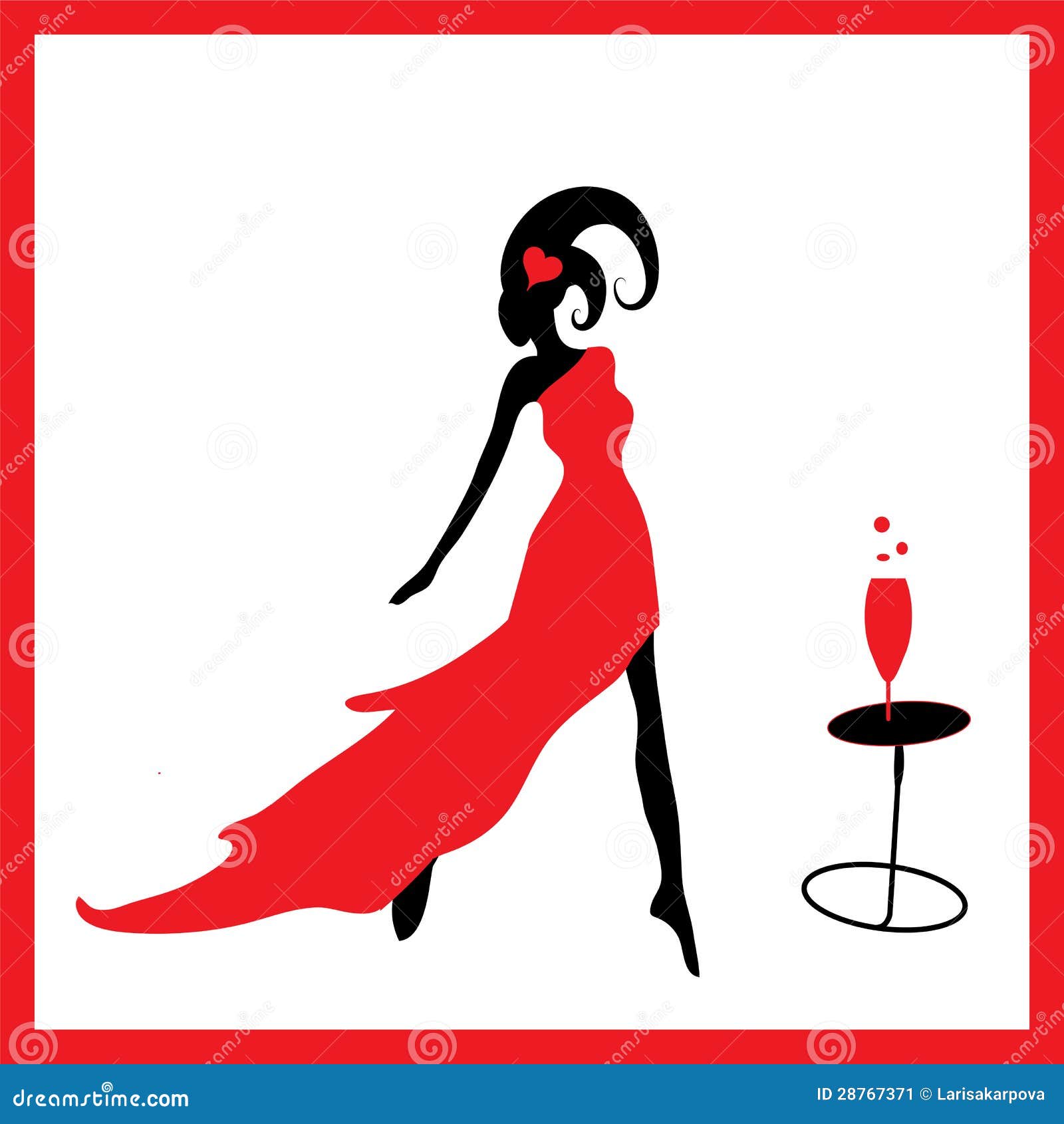 Download Elegant Black Silhouette Of Woman With Hearts Stock Vector ...