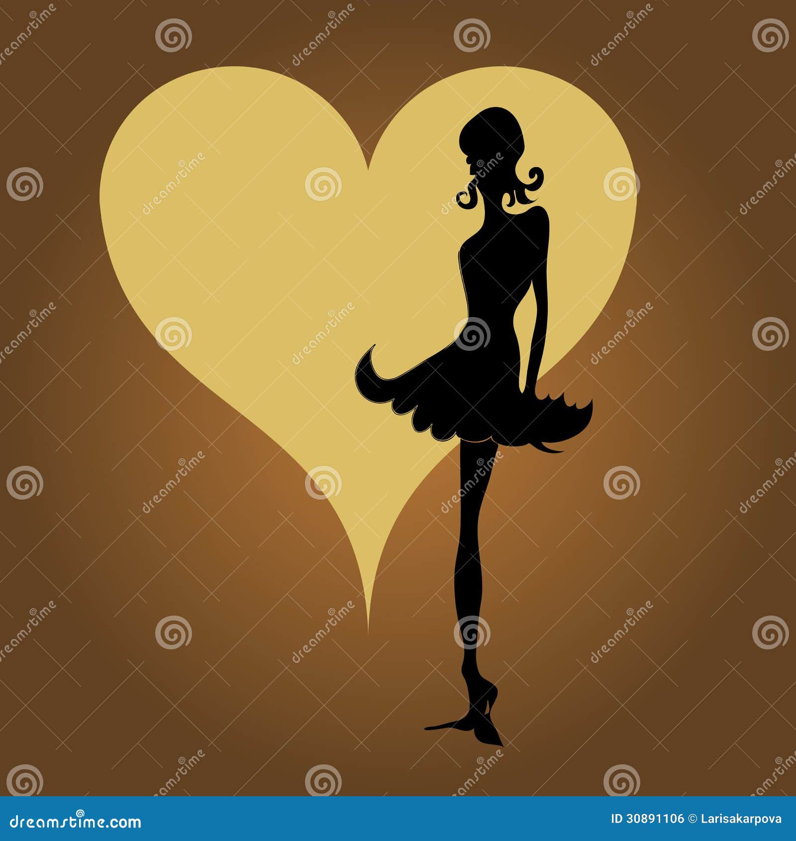 Download Elegant Black Silhouette Of Woman With Hearts Stock Vector ...