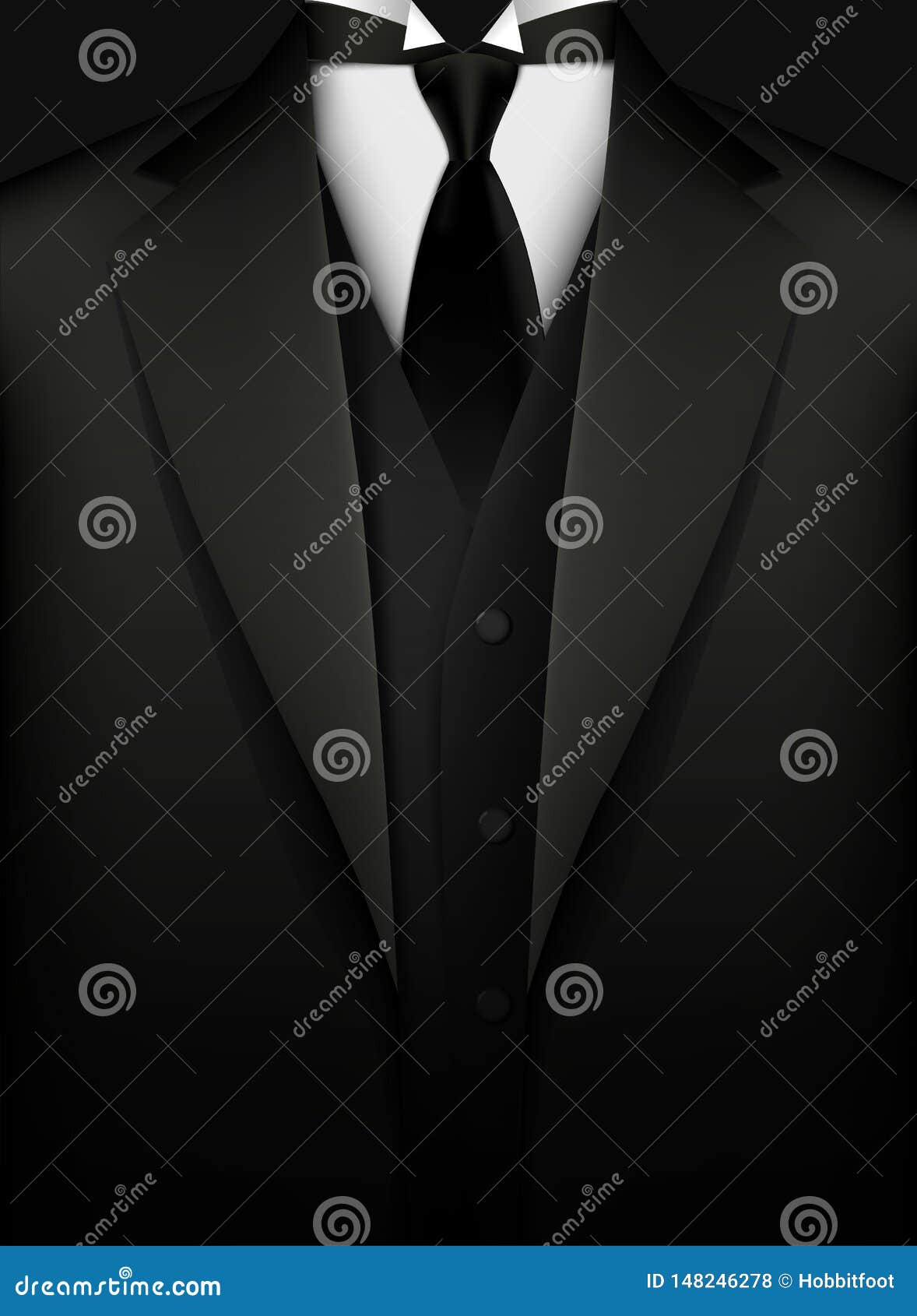 Elegant Black Tuxedo with Tie. VIP Concept Stock Vector - Illustration ...