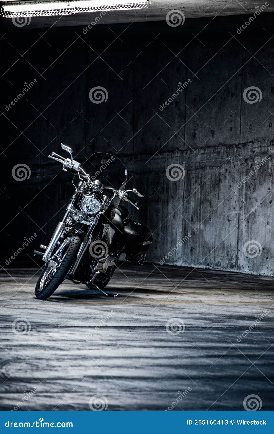 Elegant, Black Victory Motorcycle Parked in Garage Editorial Stock