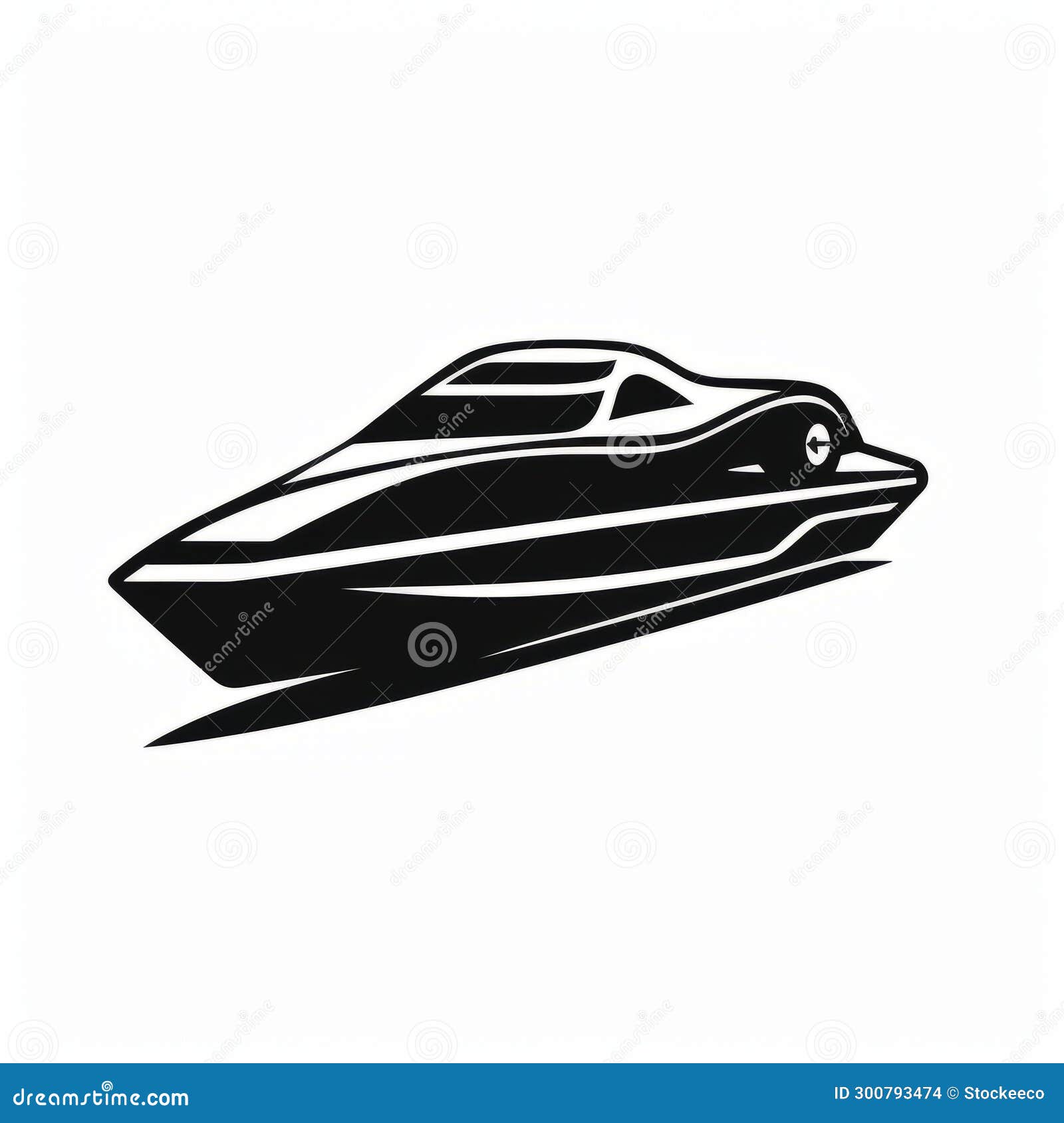 elegant black and white speed boat  with bold lines