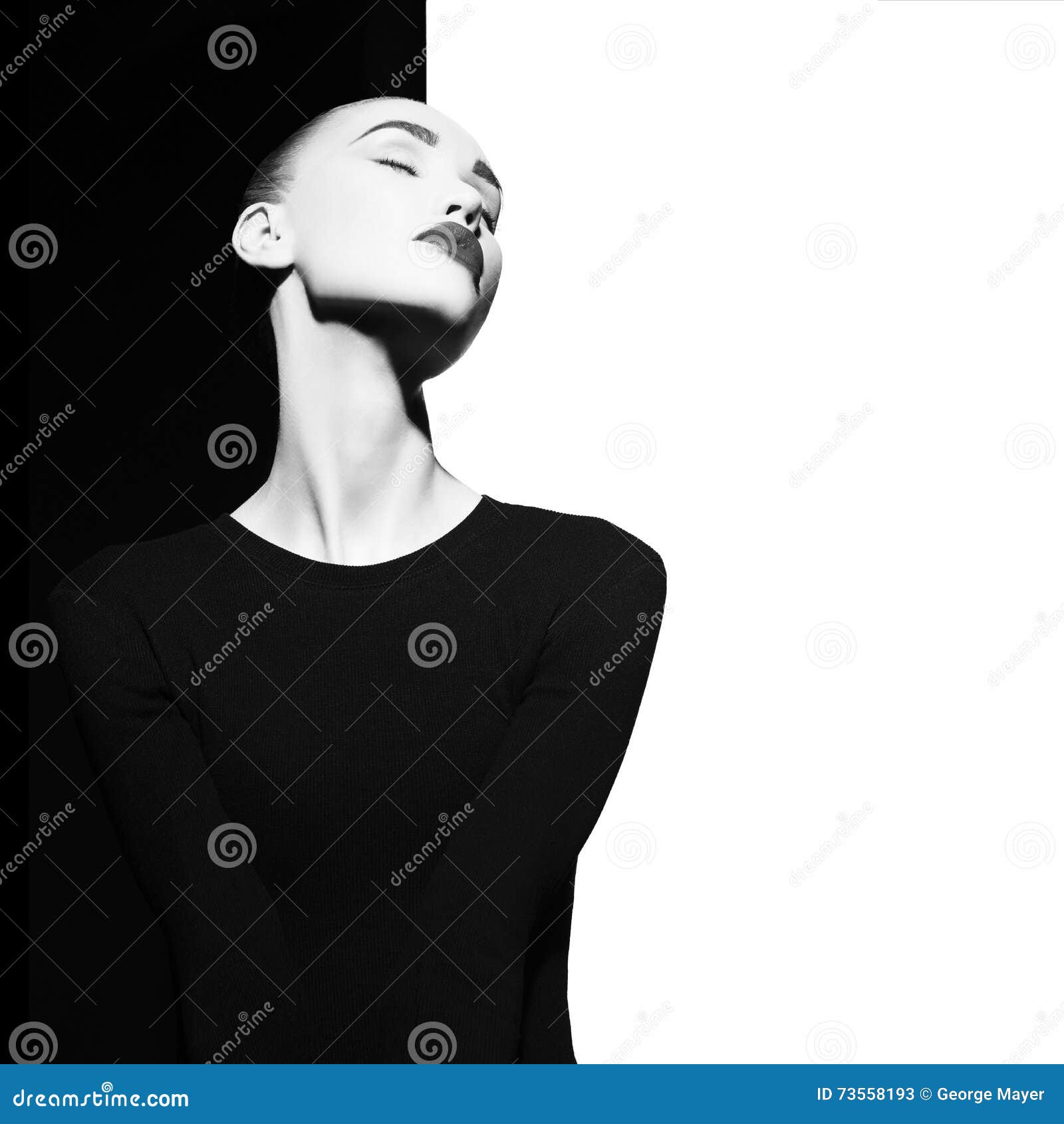 elegant blode in geometric black and white background