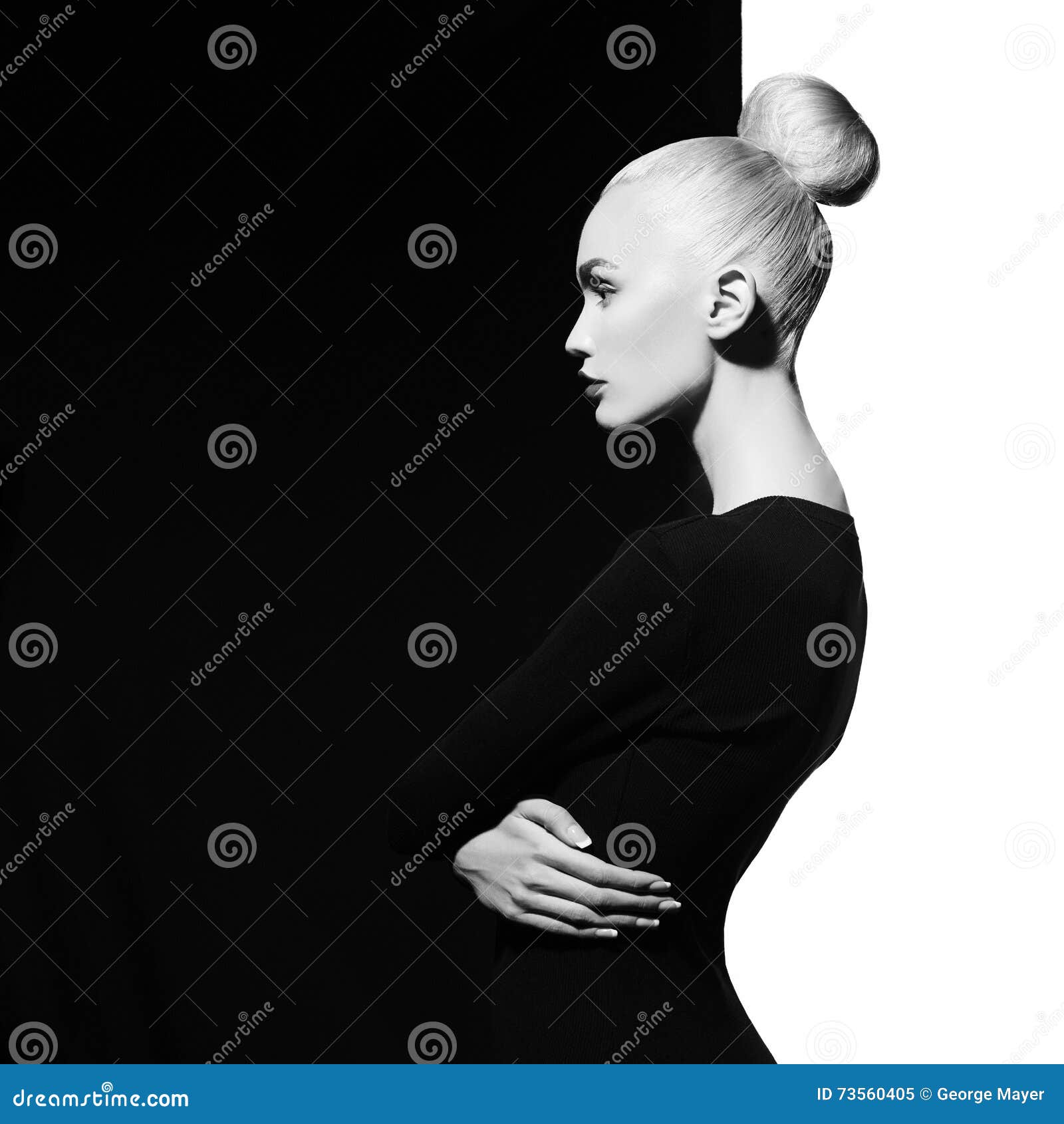 elegant blode in geometric black and white background