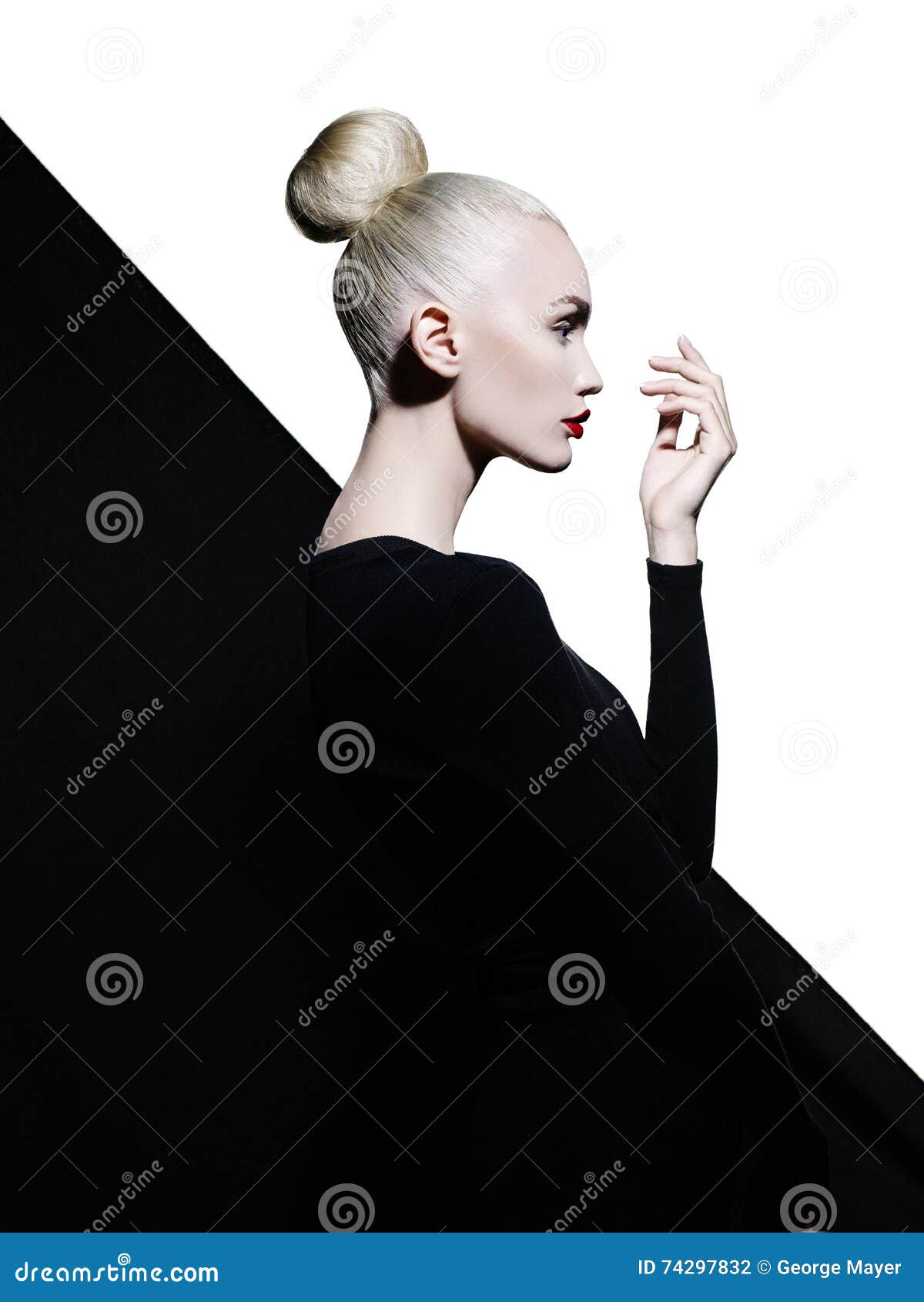 elegant blode in geometric black and white background