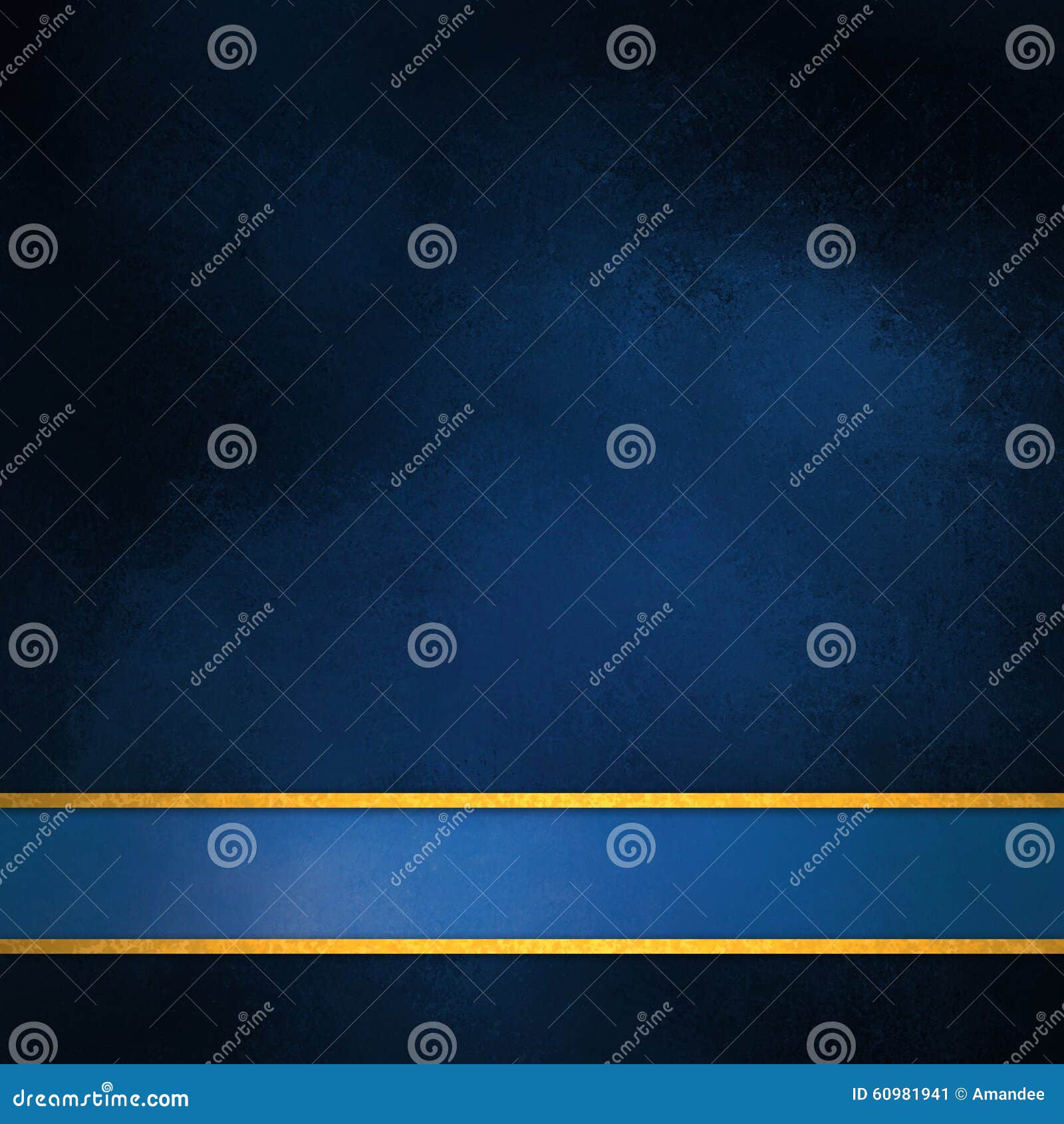 elegant blue background layout with blank blue and gold stripe footer