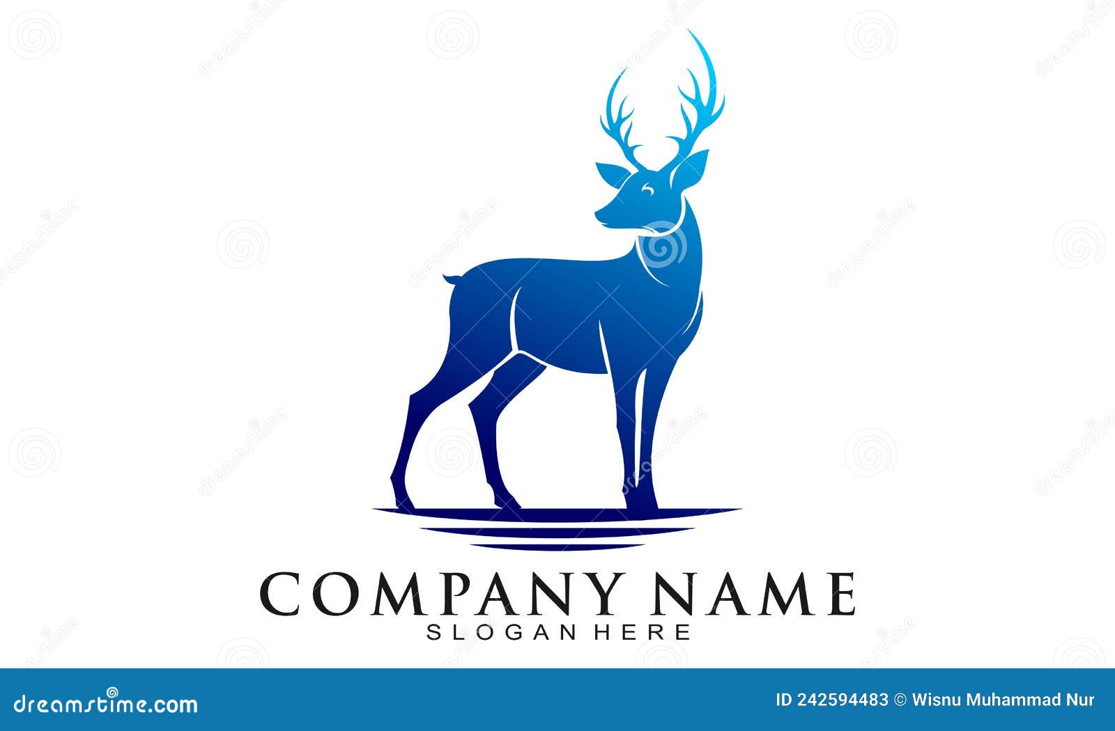 Elegant Blue Deer Logo Design Stock Vector - Illustration of antler,  drawing: 242594483