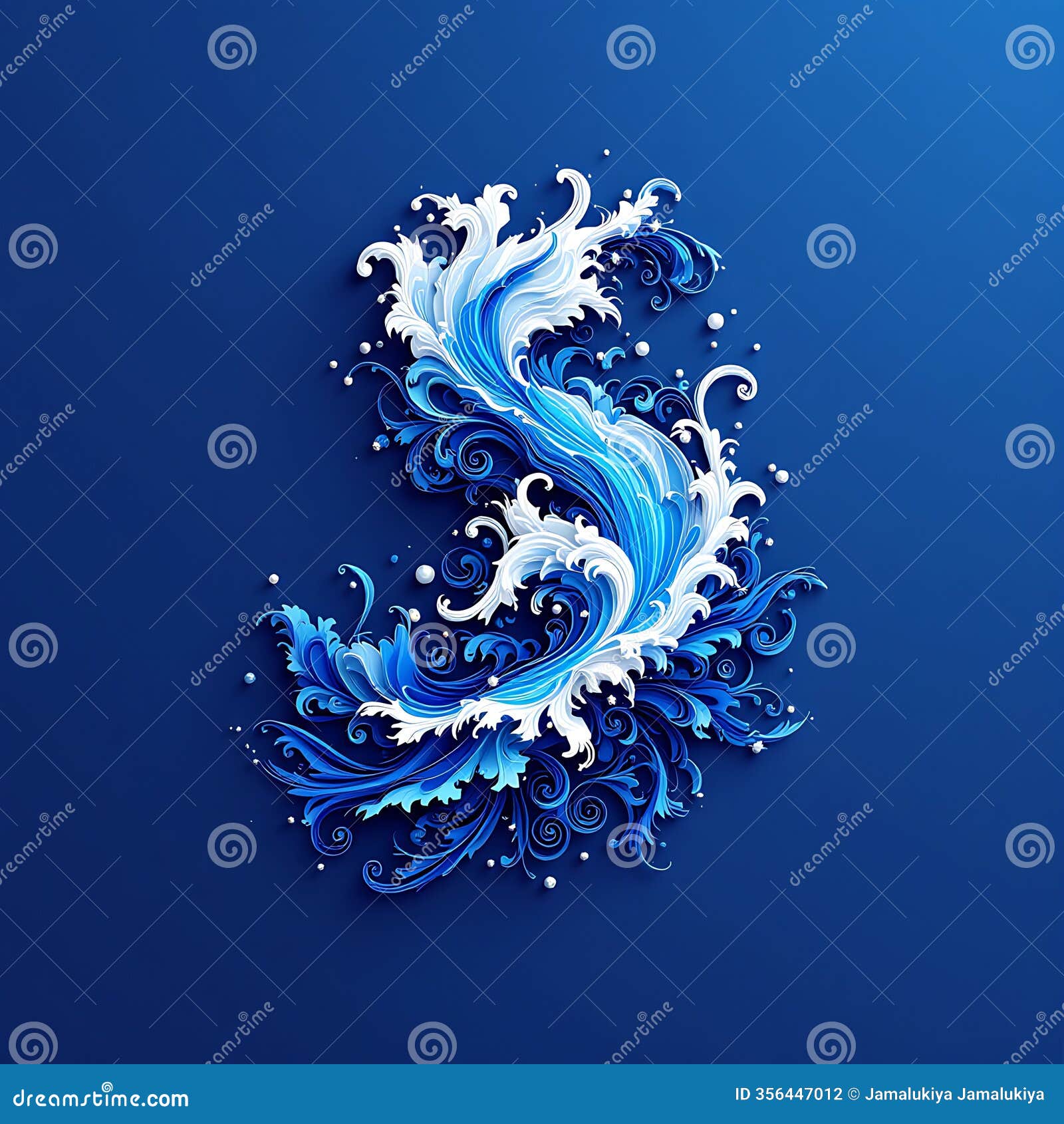 elegant blue wave: intricate papercut ocean 