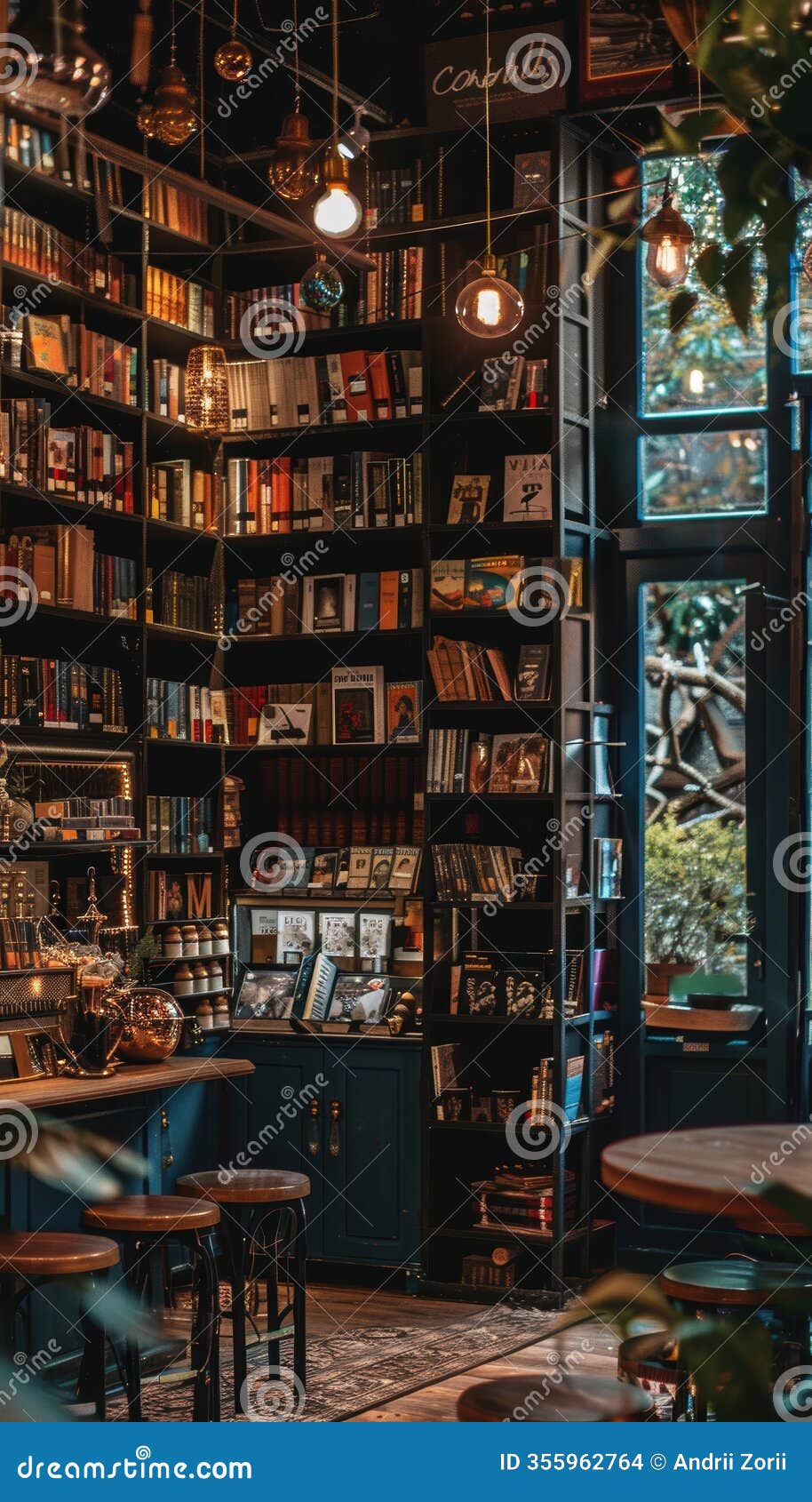 elegant bookstore  with themed displays and inviting decor for book lovers