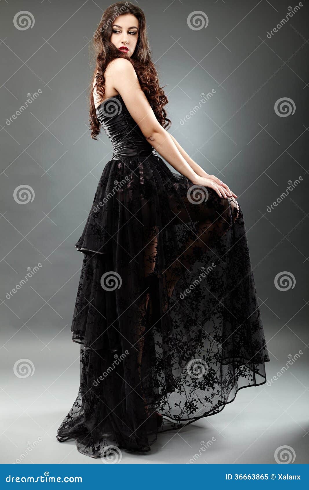Elegant Brunette Girl in Full Length Stock Image - Image of ball, full ...