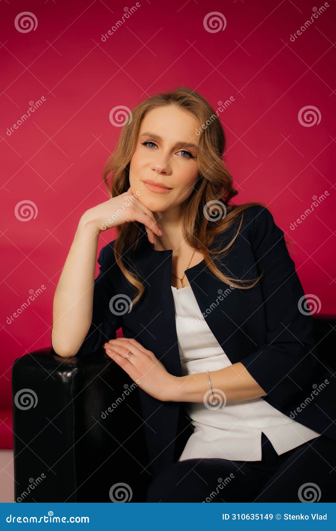 elegant buisness woman on pink background