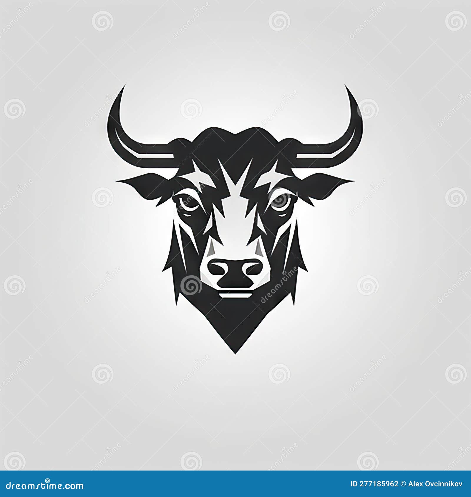 Elegant Bull Head Design on White Background for Home Decor. Stock