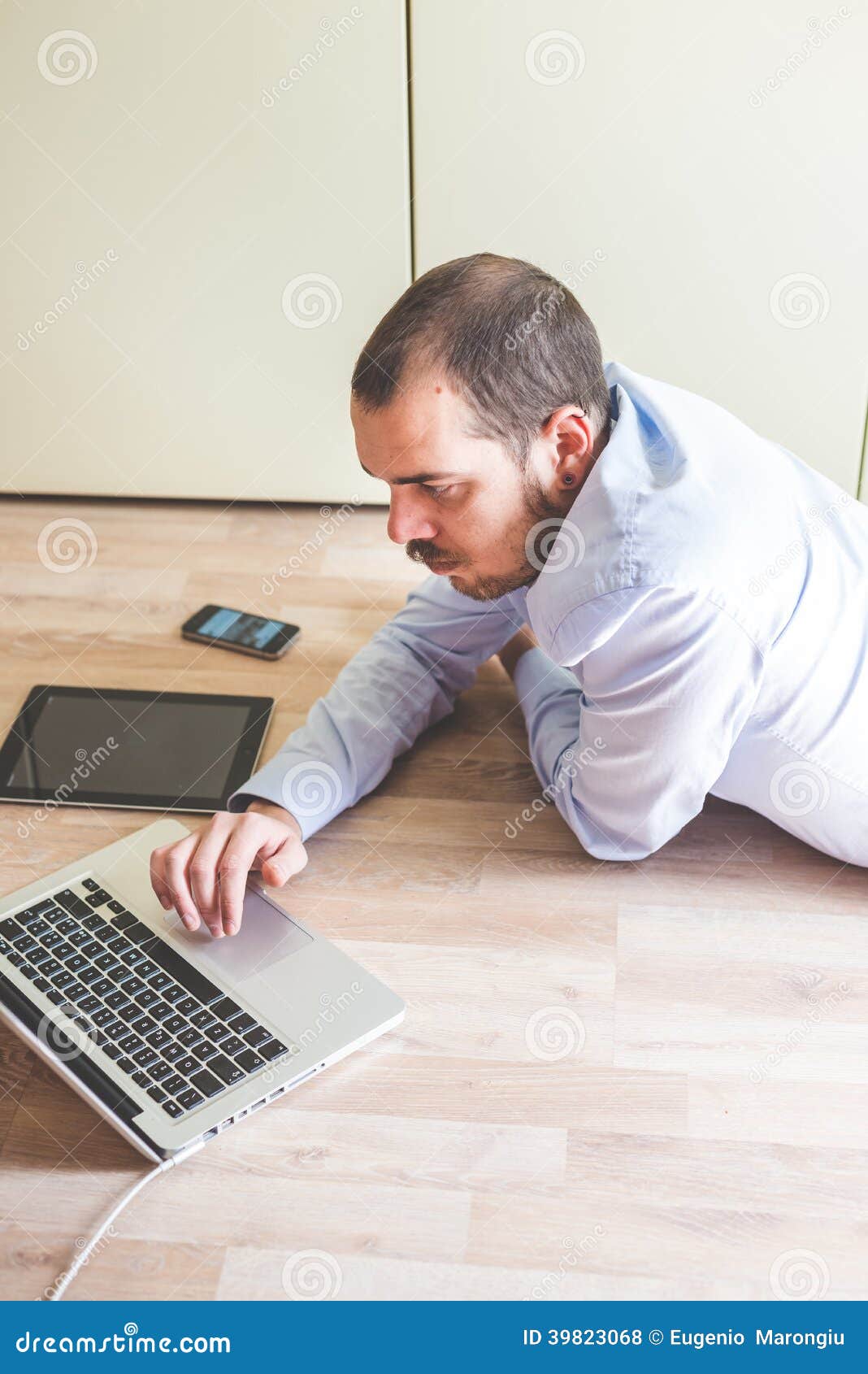 Elegant Business Multitasking Multimedia Man Stock Photo Image of