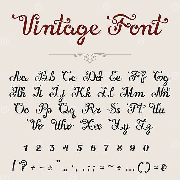 Elegant Calligraphic Script Font Typeface Letters Numbers Stock ...