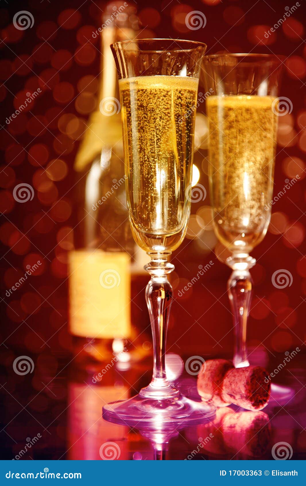 Elegant Champagne Glasses And Bottle Stock Image Image of elegant