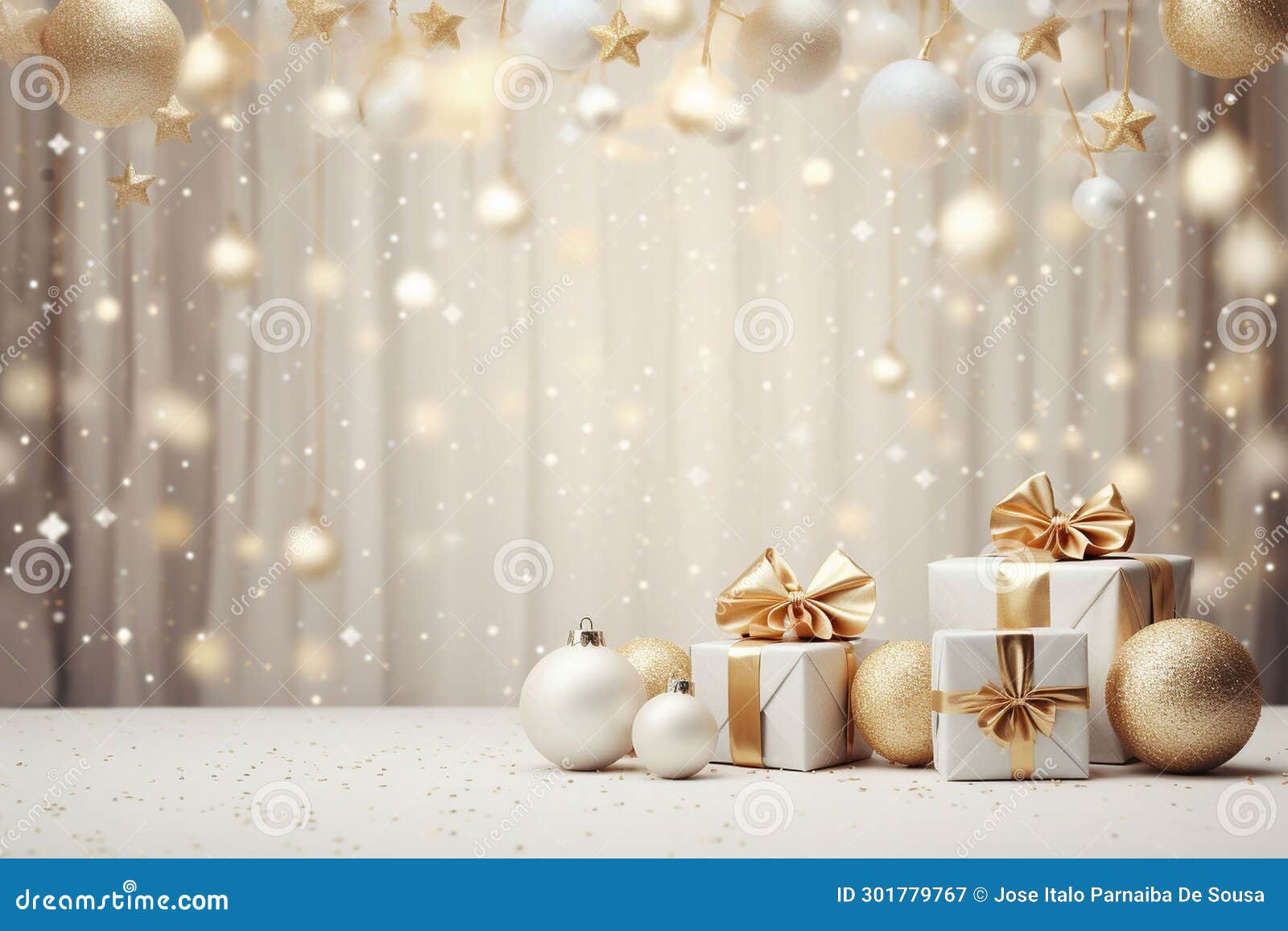 Elegant Christmas Background with White and Gold Stock Illustration