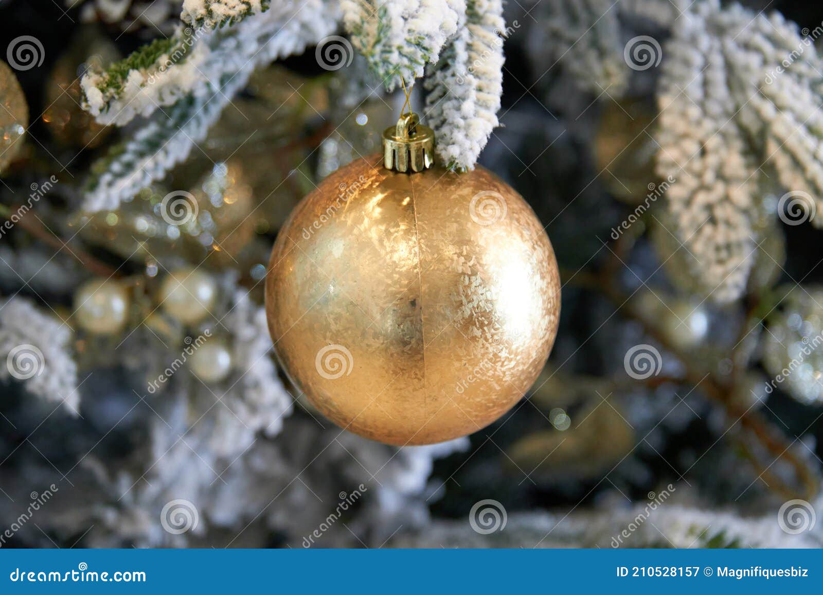 Elegant Christmas Ornaments in Silver and Gold Were Hung on the ...