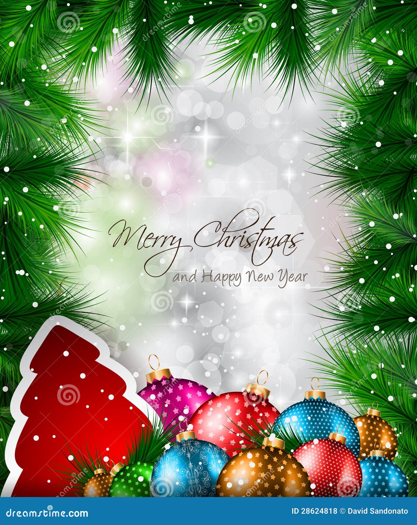 Elegant Classic Christmas Flyer with Tree Leaves Stock Illustration -  Illustration of design, banner: 28624818