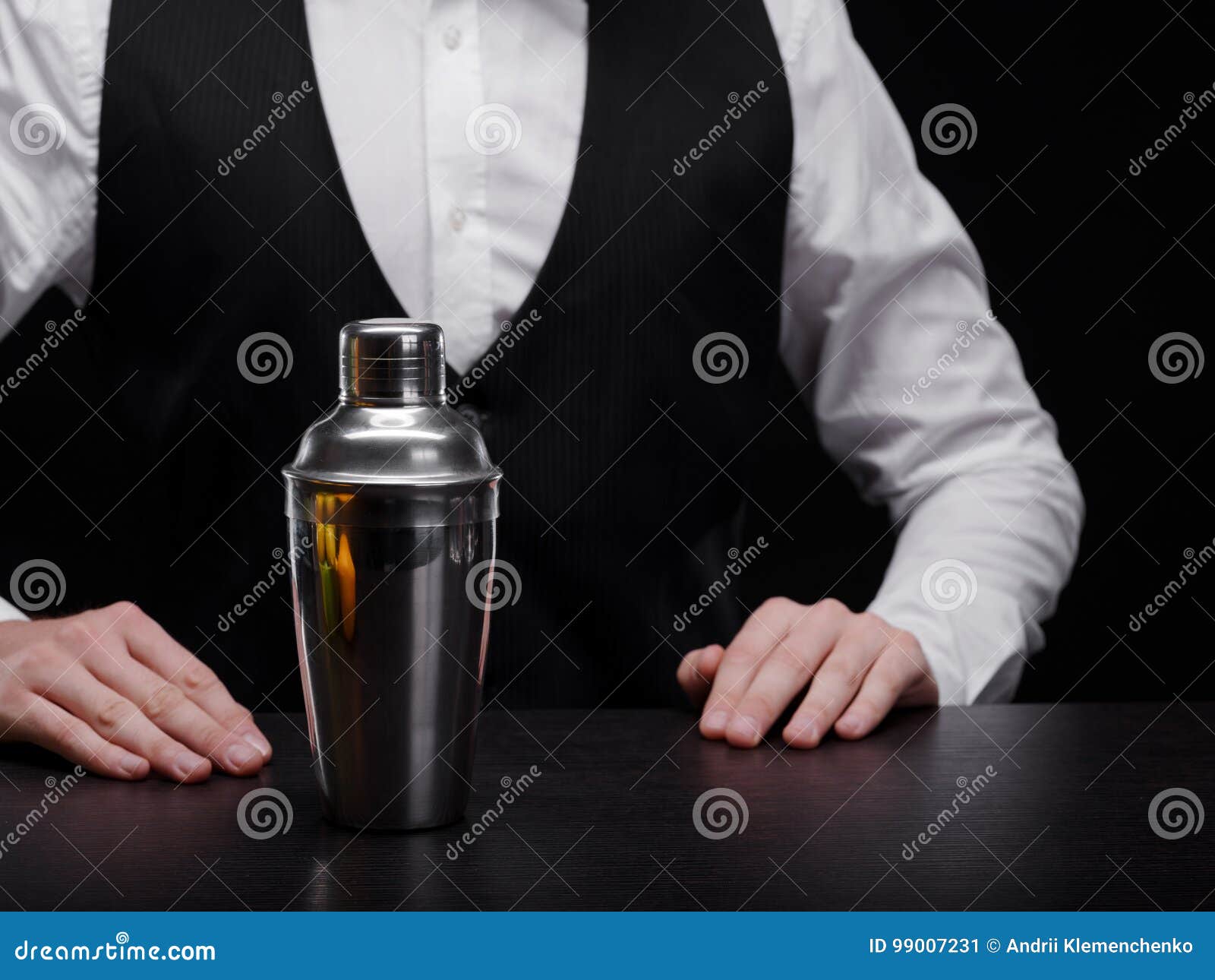 Bartender with Shaker. Professional Barman in a Suit with a Shaker on a  Black Background. Cocktail Preparation Concept. Stock Image - Image of  males, barman: 99007231